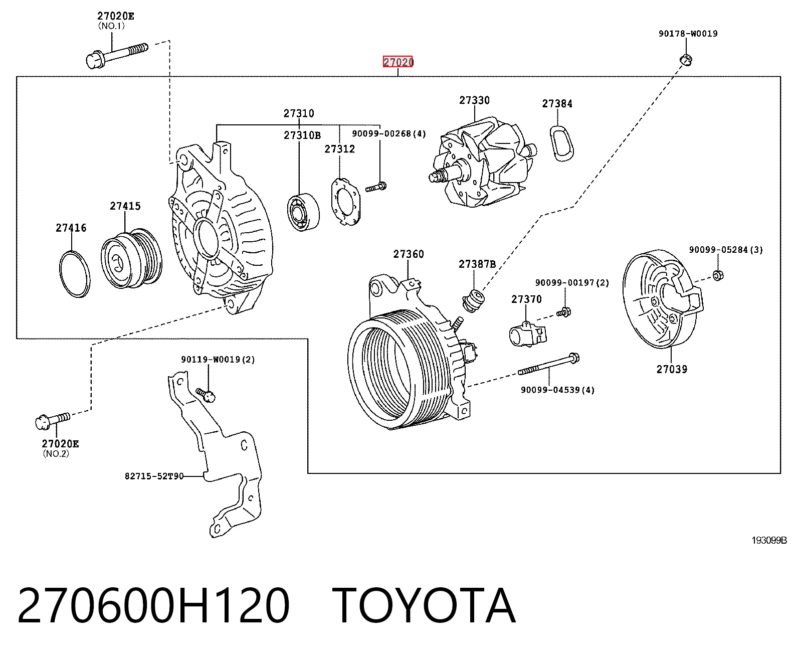 270600H120 Toyota Alternador de coche