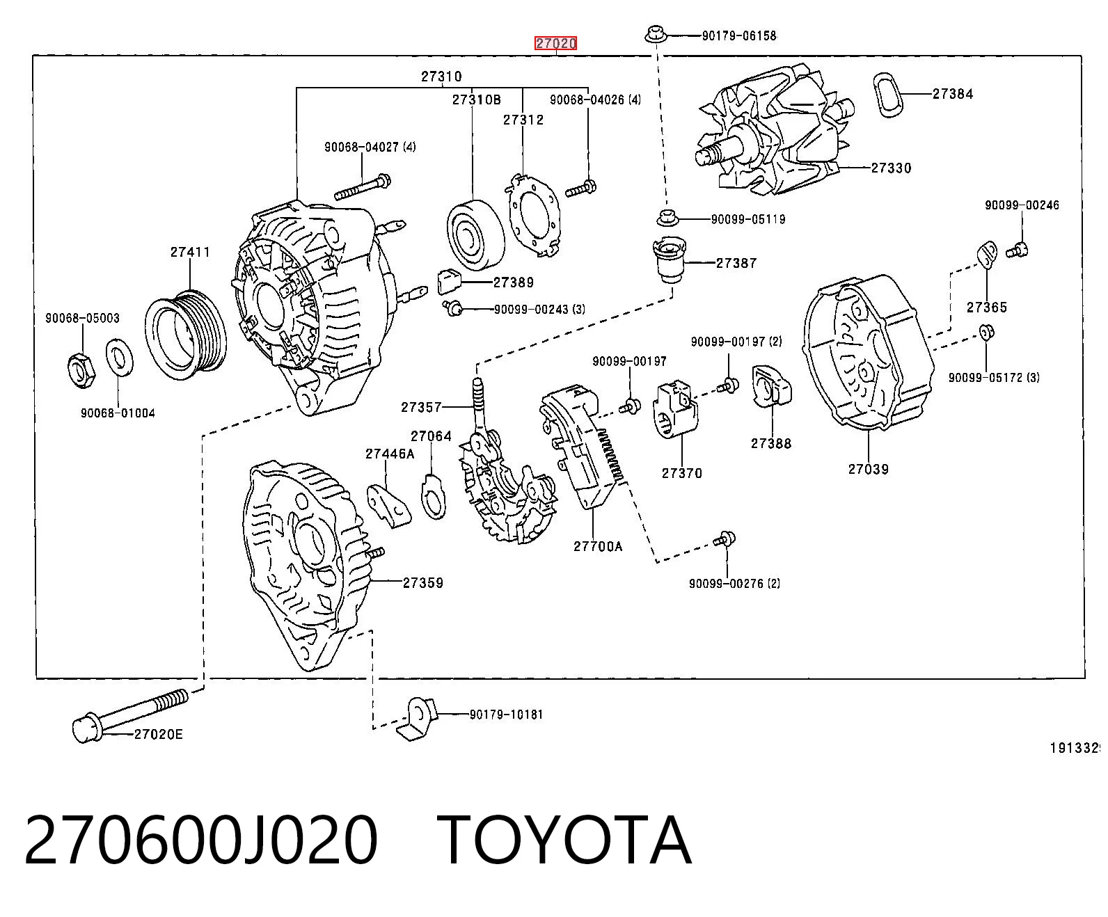 270600J020 Toyota Alternador de coche
