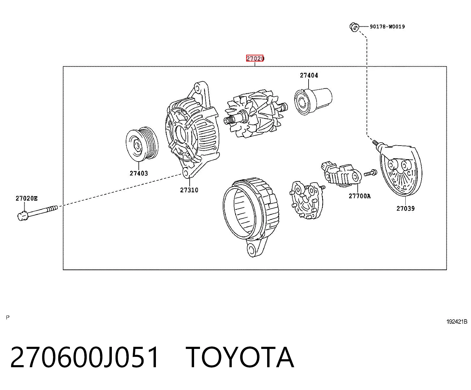 270600J051 Toyota Alternador de coche