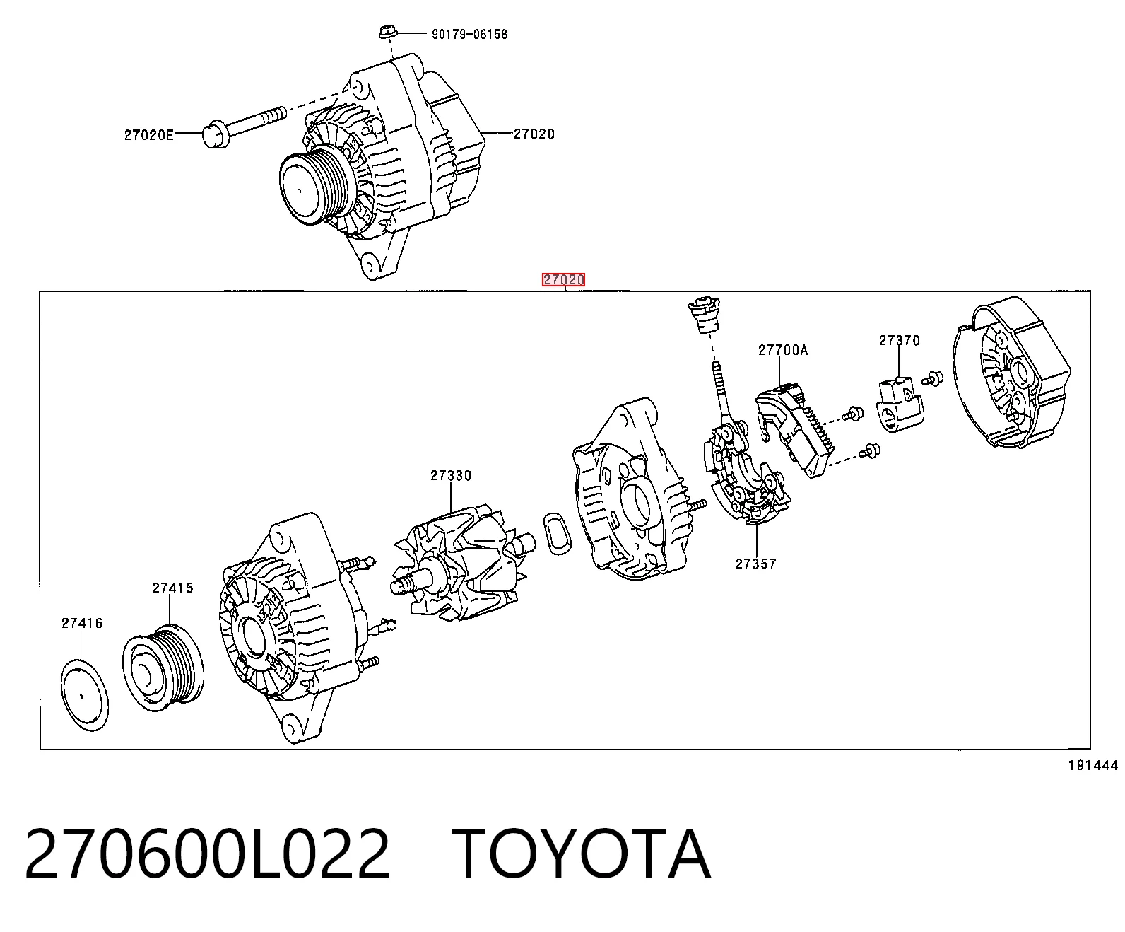 270600L022 Toyota Alternador de coche