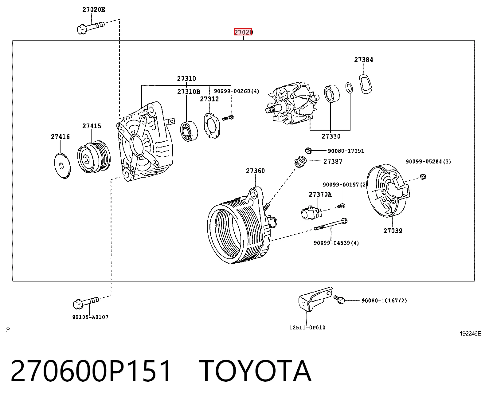 270600P151 Toyota Alternador de coche