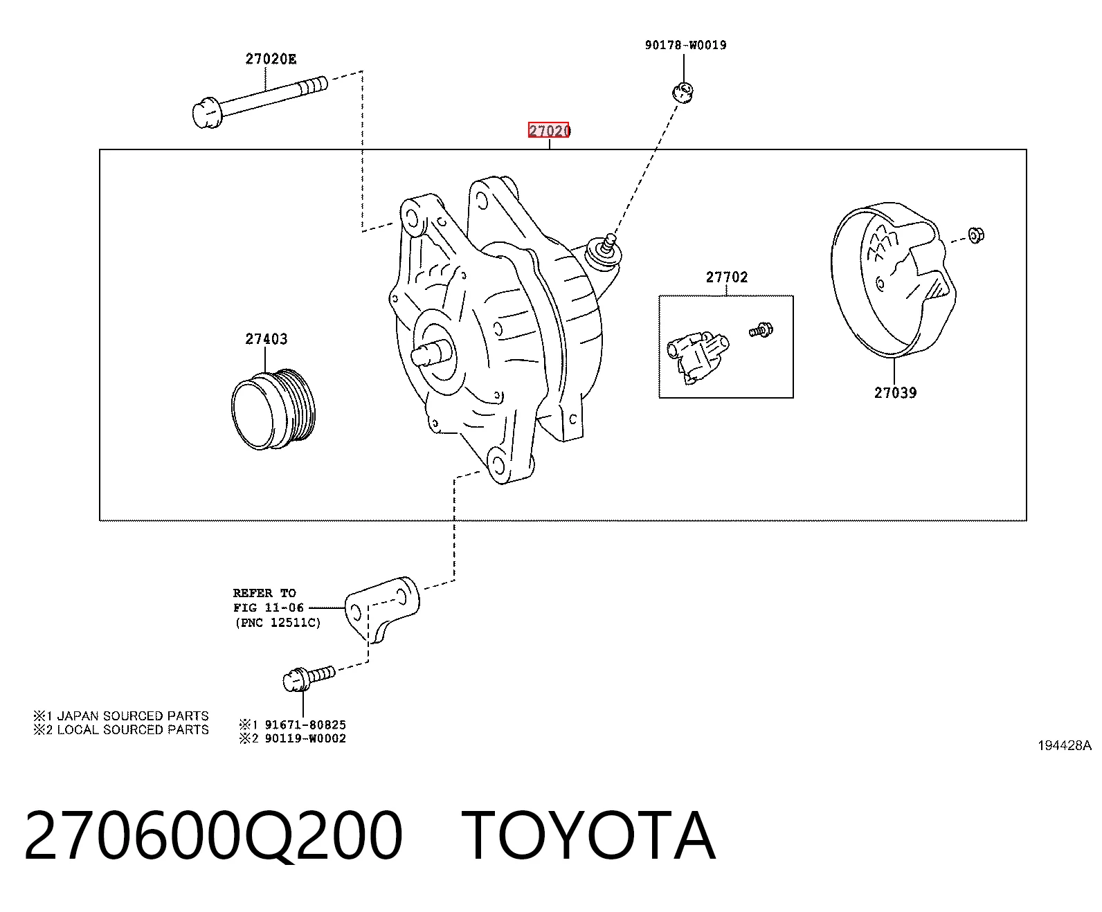 270600Q200 VAG Alternador de coche