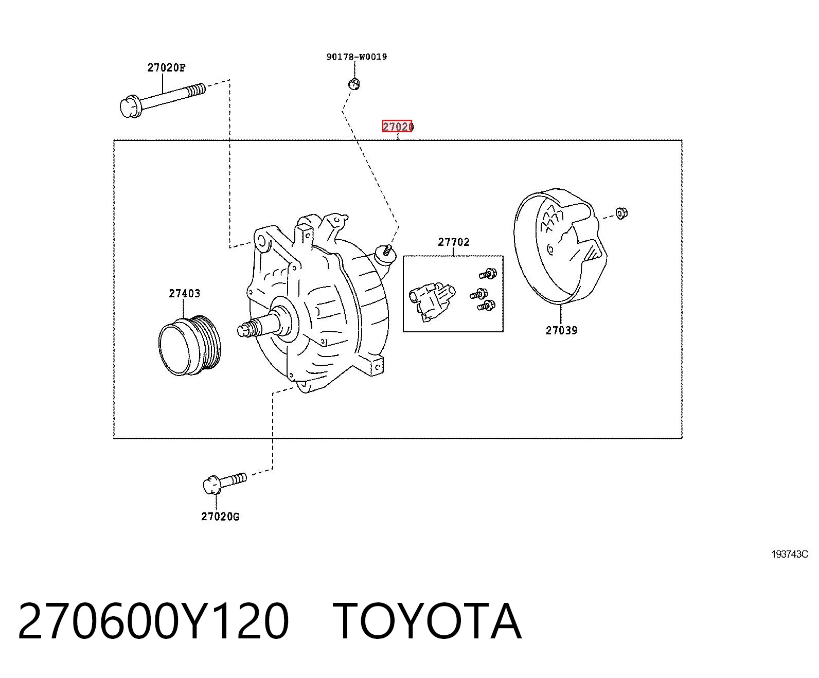 270600Y120 Toyota Alternador de coche