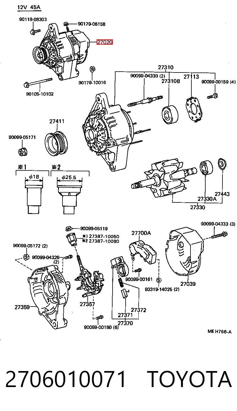 2706010071 Toyota Alternador de coche