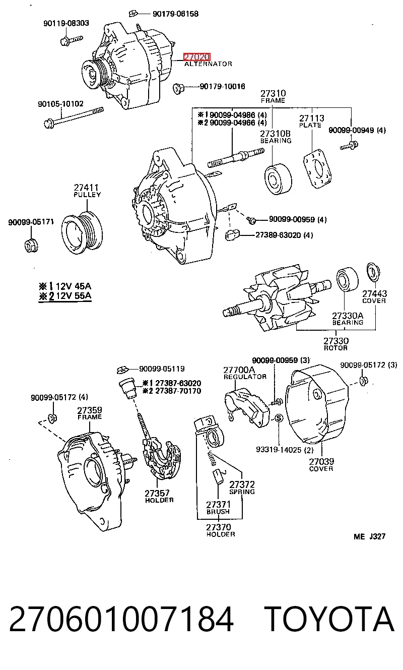 Alternador de coche Toyota Corolla  (1983-1988)