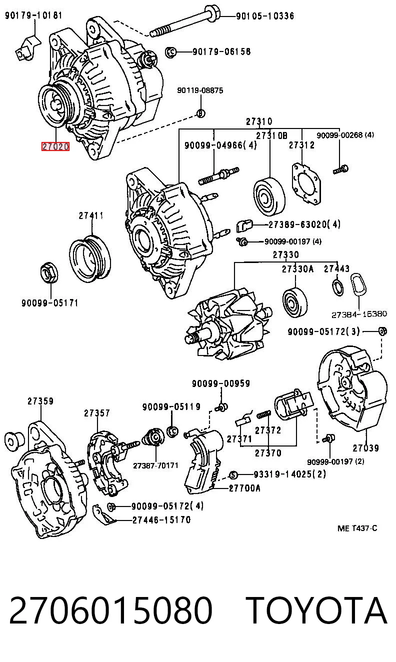 2706015080 Toyota Alternador de coche
