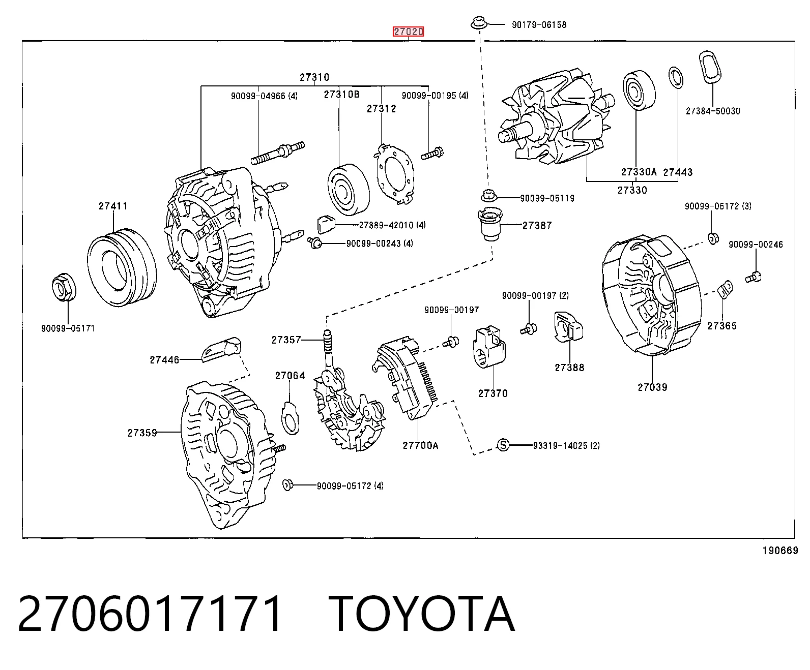 2706017171 Toyota Alternador de coche