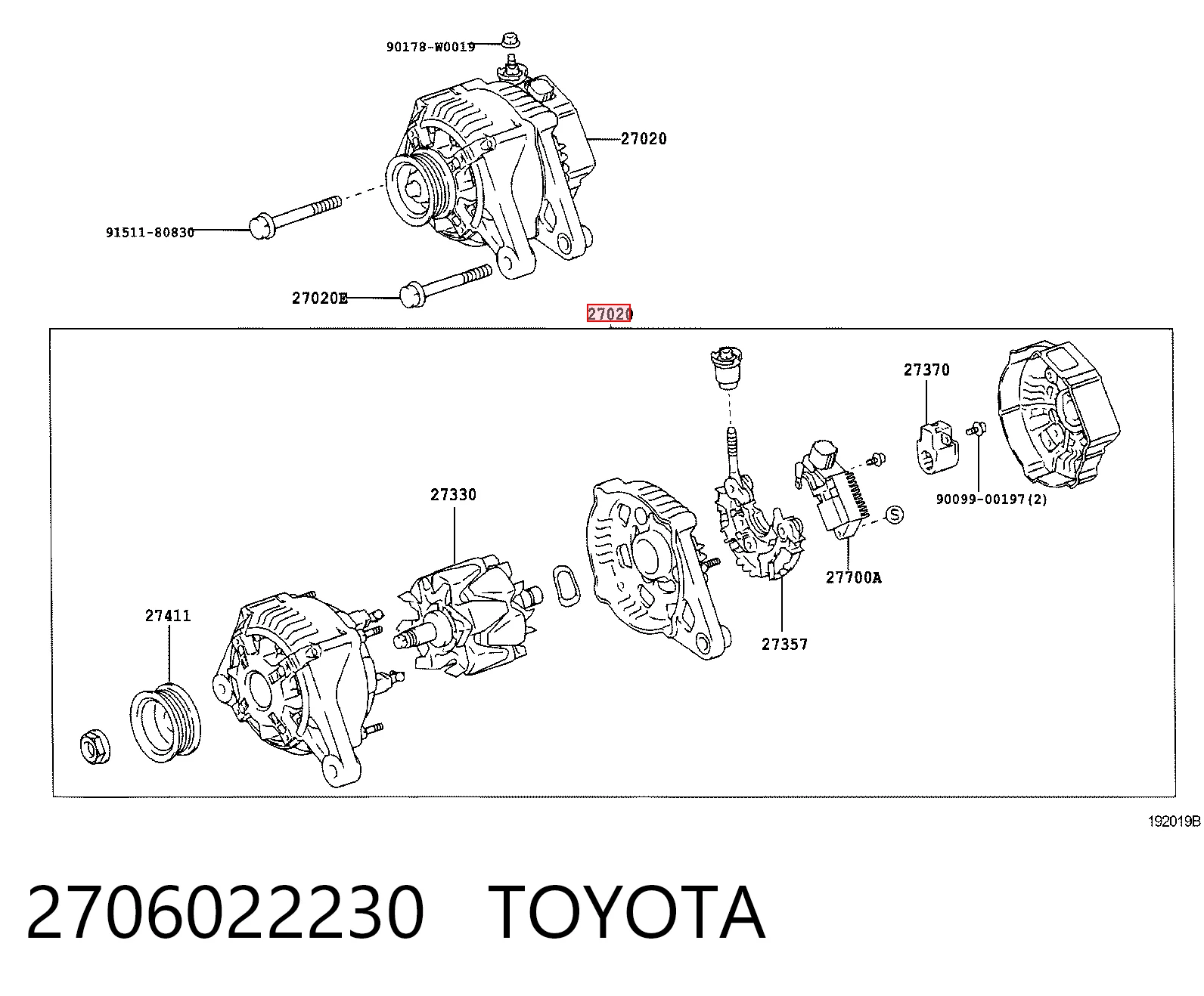 2706022230 Toyota Alternador de coche