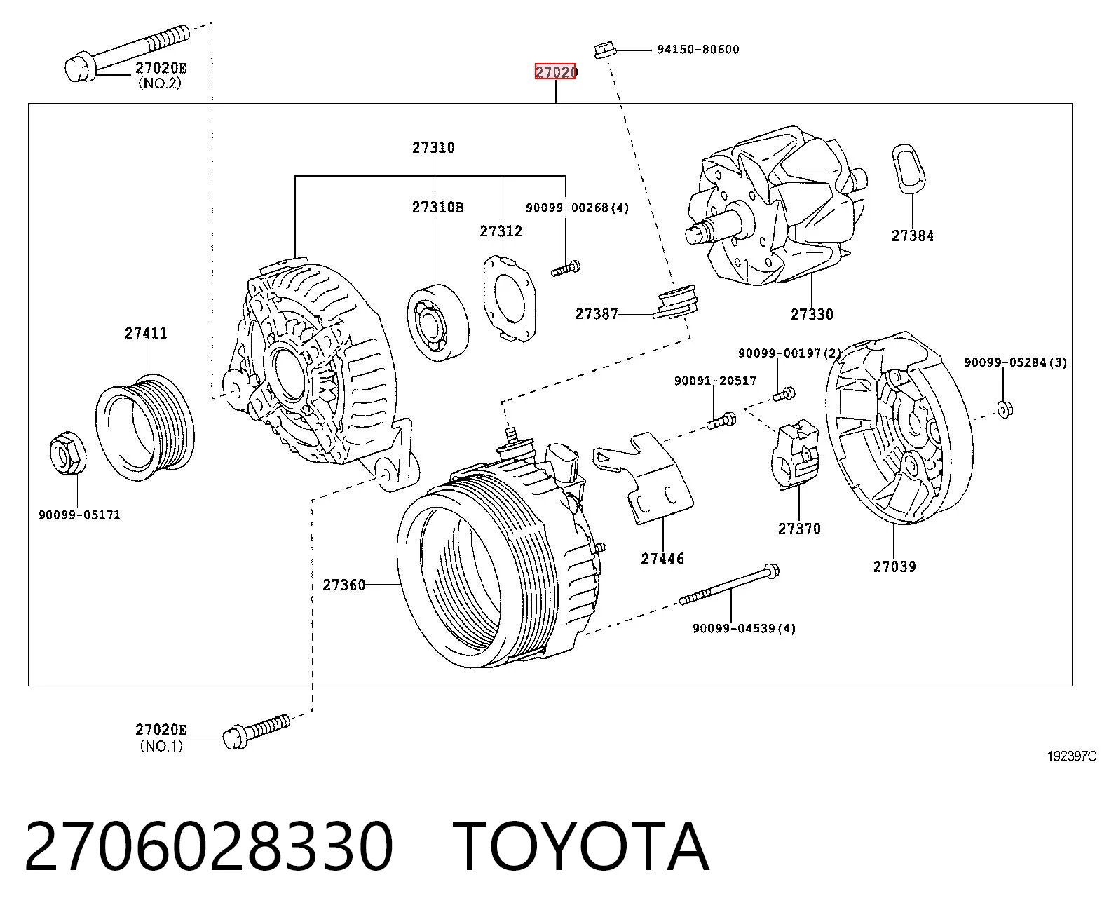 2706028330 Toyota Alternador de coche