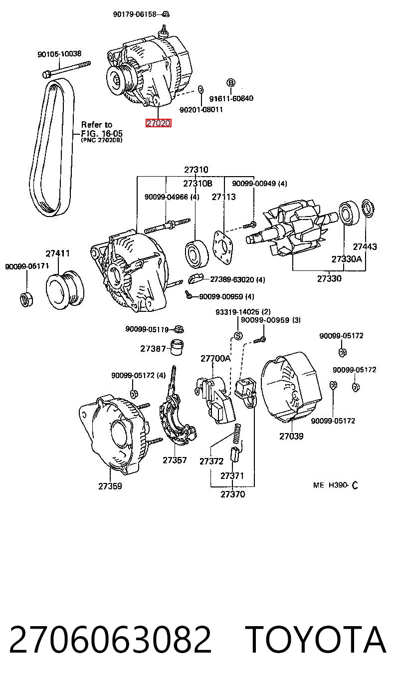 2706063082 Toyota Alternador de coche