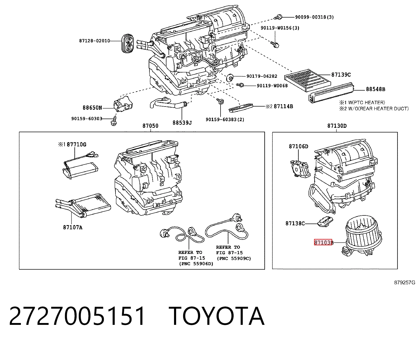 2727005151 Toyota Ventilador de habitáculo