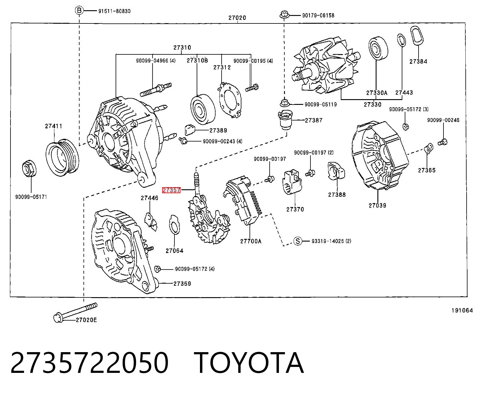 2735722050 Toyota Puente de diodos, alternador
