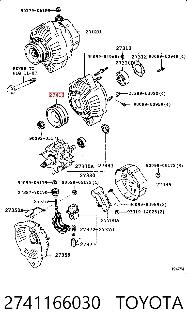 Polea libre del alternador Toyota Land Cruiser  (J8)