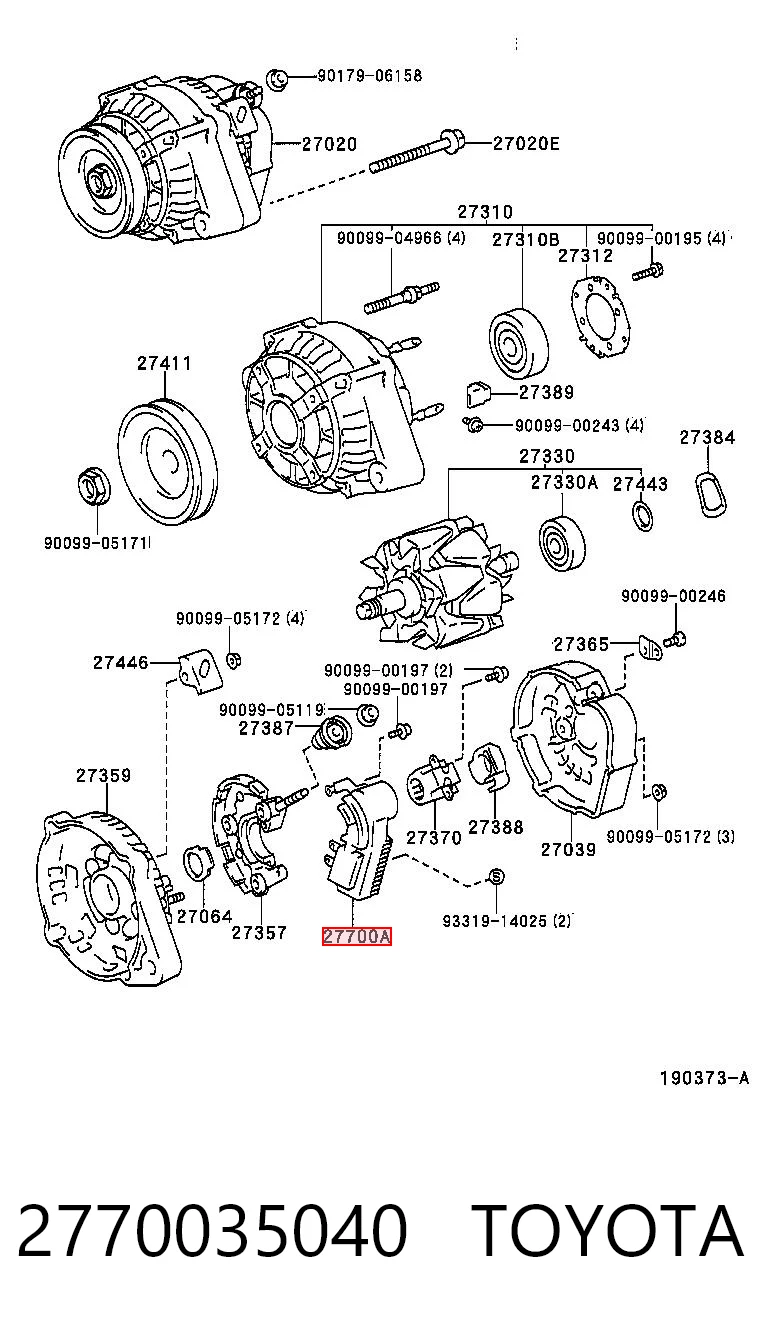 2770035040 Toyota Regulador alternador