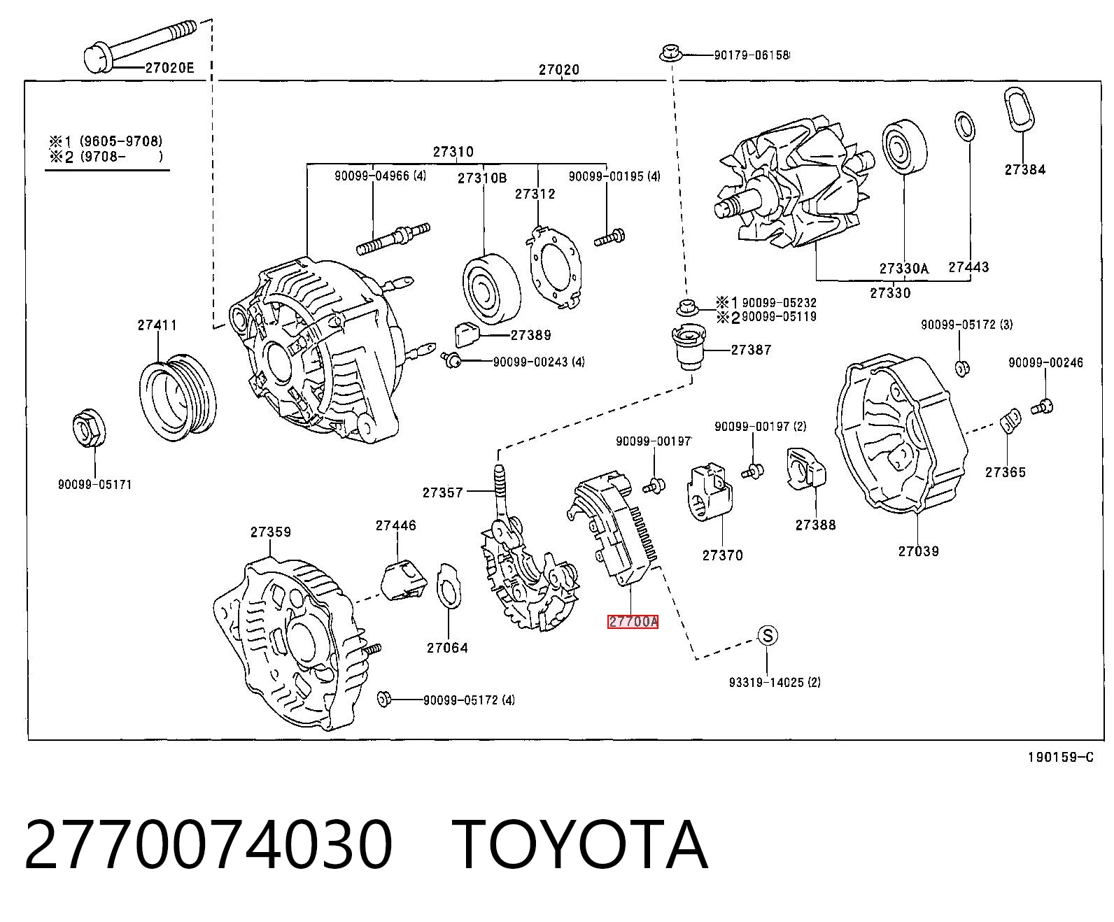 2770074030 Toyota Regulador alternador