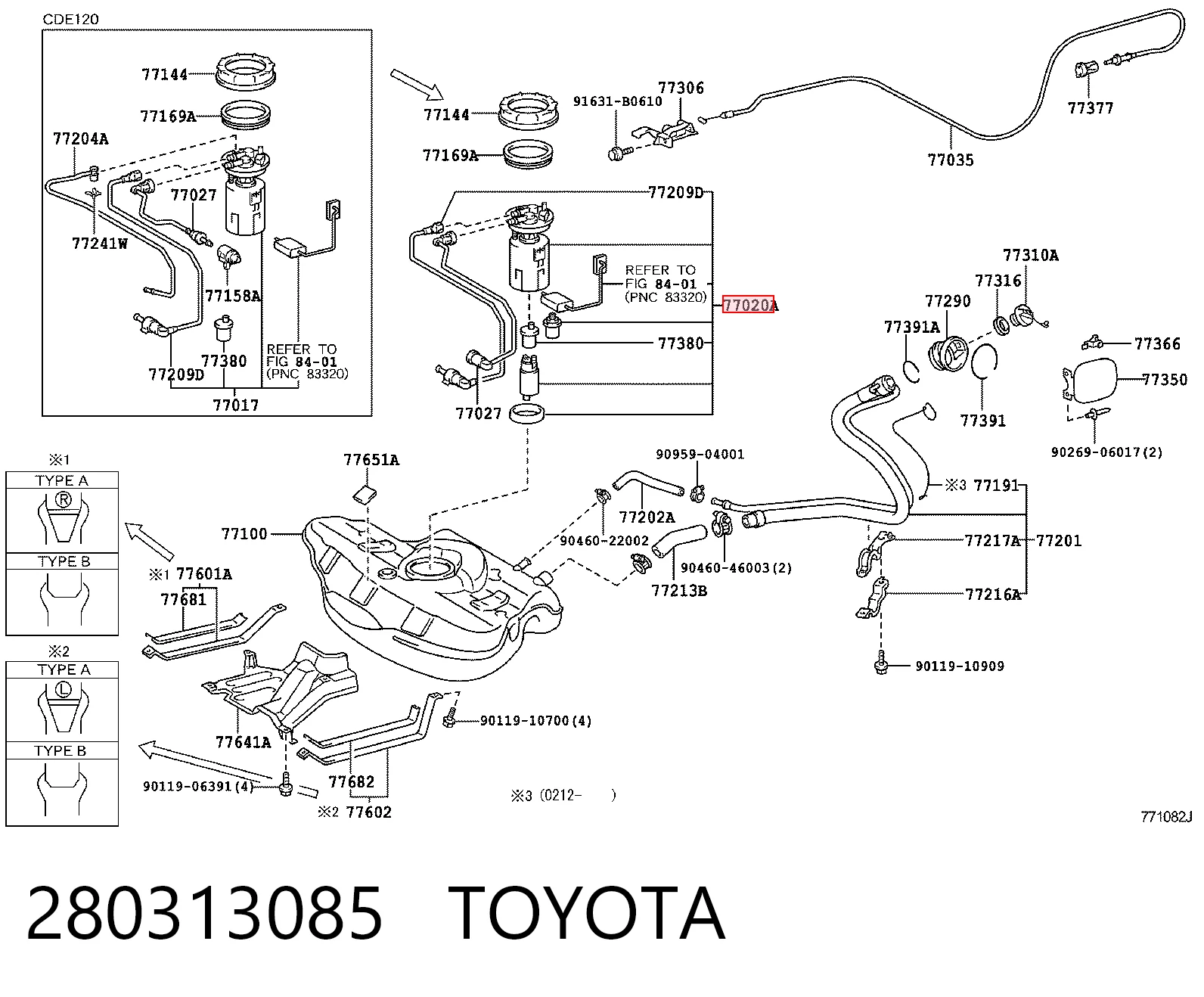 Módulo de bomba de combustible con sensor de nivel de combustible 280313085 TOYOTA
