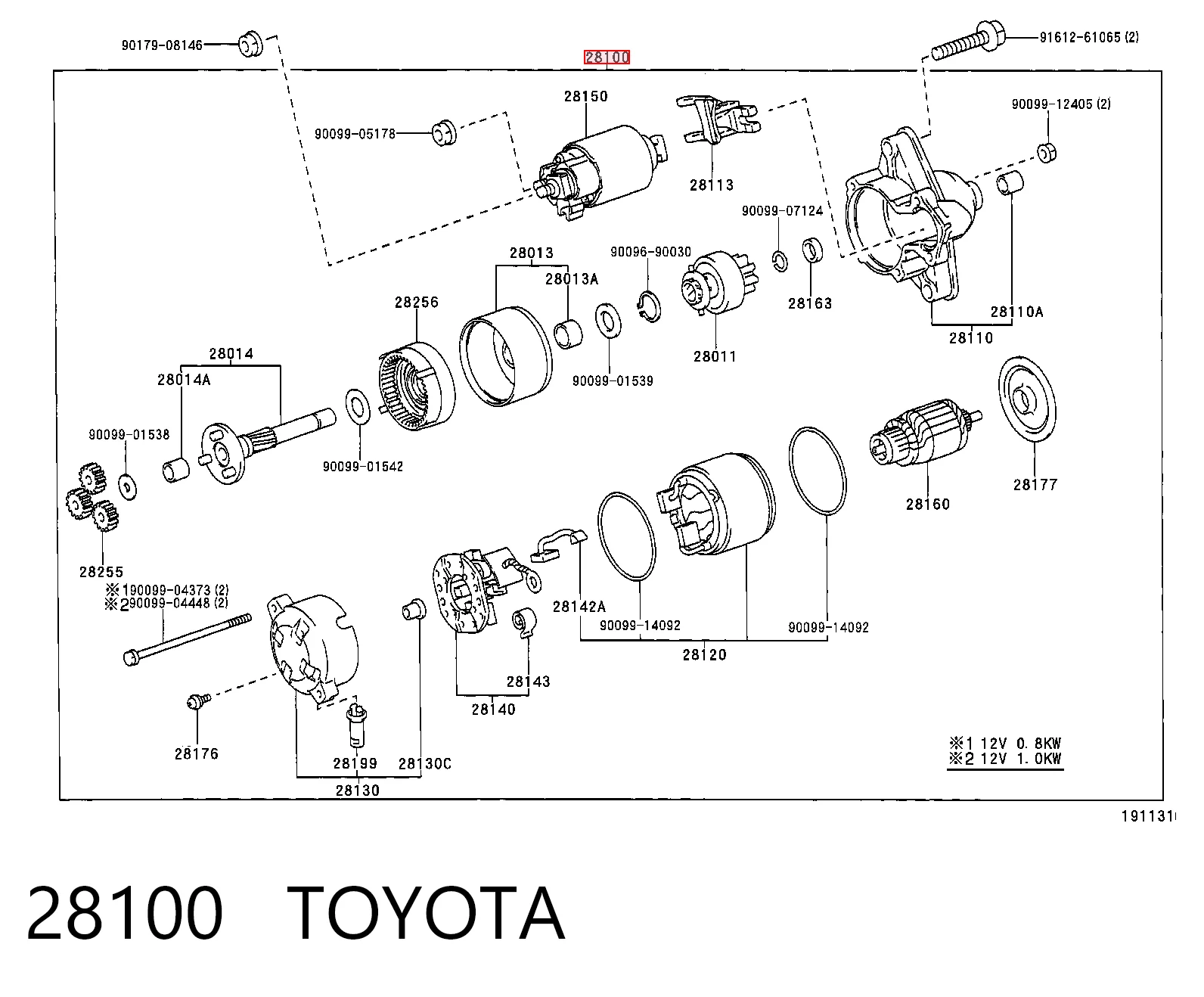28100 Toyota Arranque motores