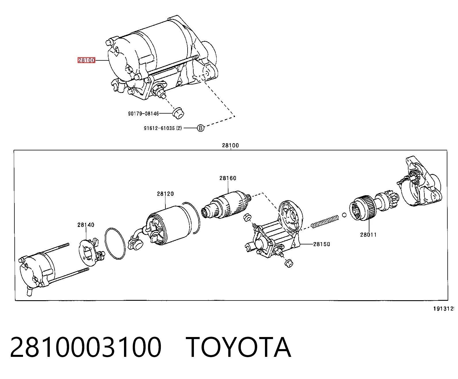 2810003100 Toyota Arranque motores