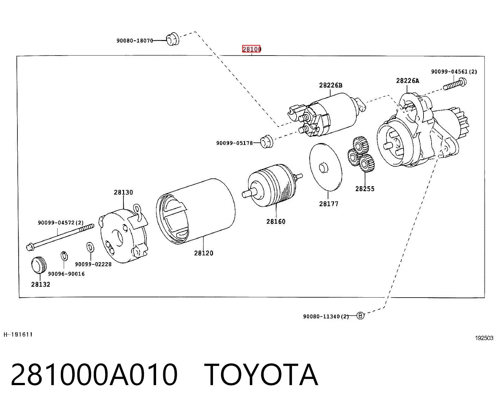 281000A010 Toyota Arranque motores