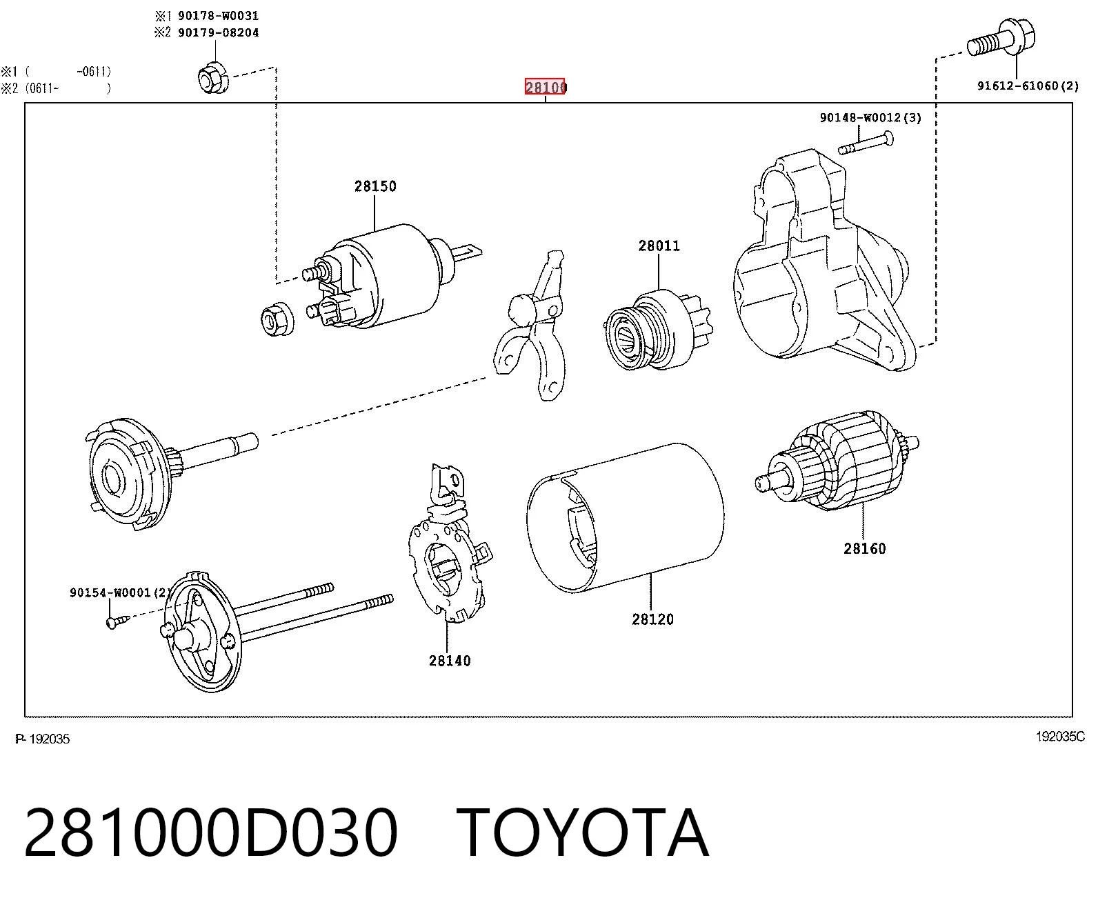 281000D030 Toyota Arranque motores