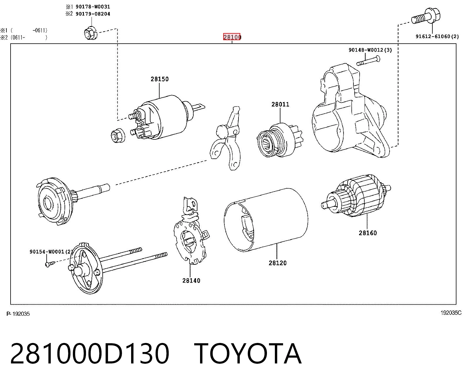 281000D130 Toyota Arranque motores