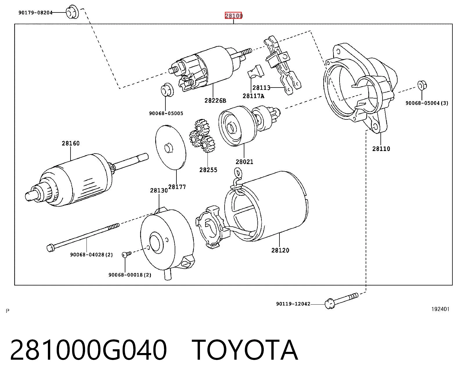 281000G040 Toyota Arranque motores