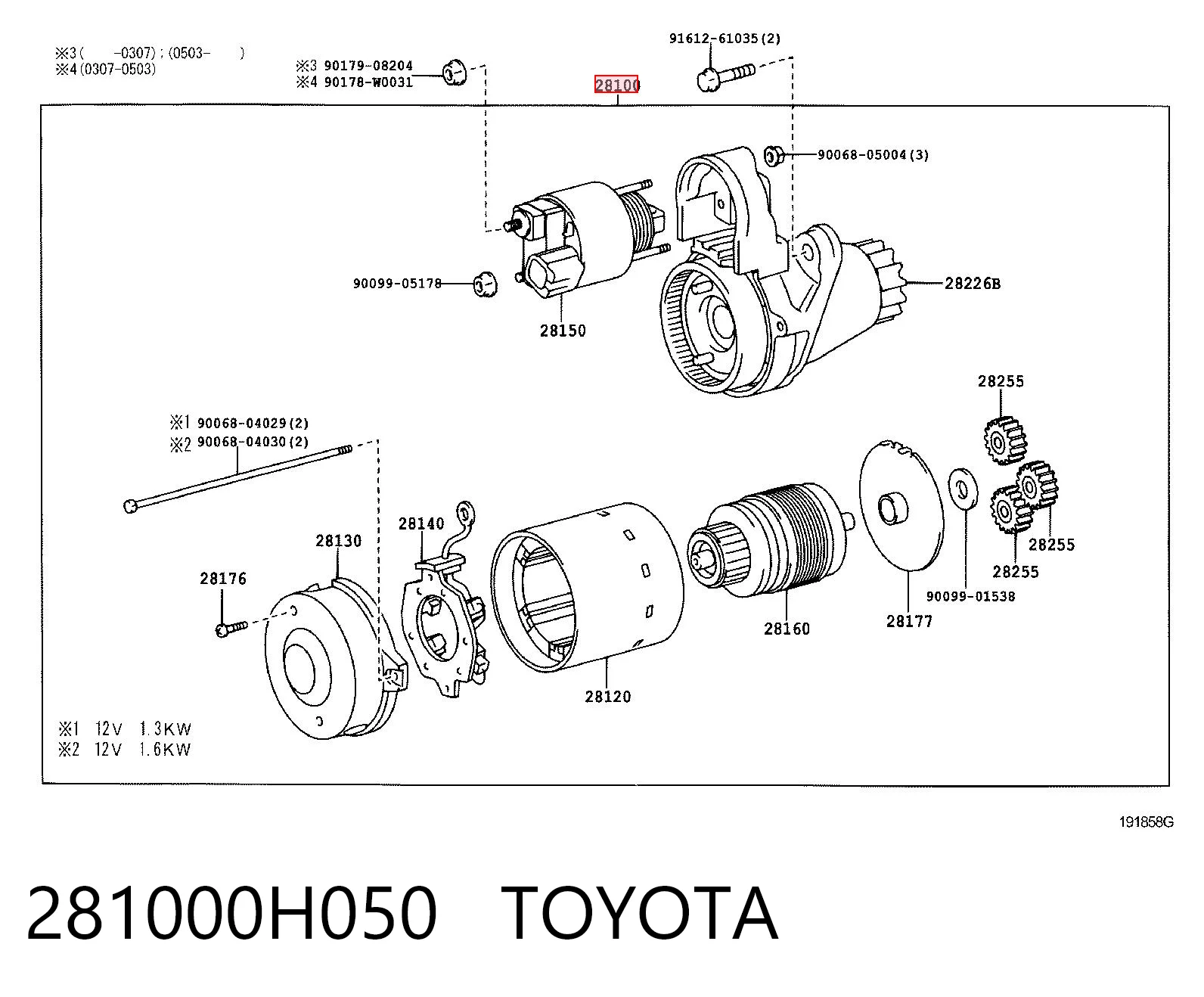 281000H050 Toyota Arranque motores