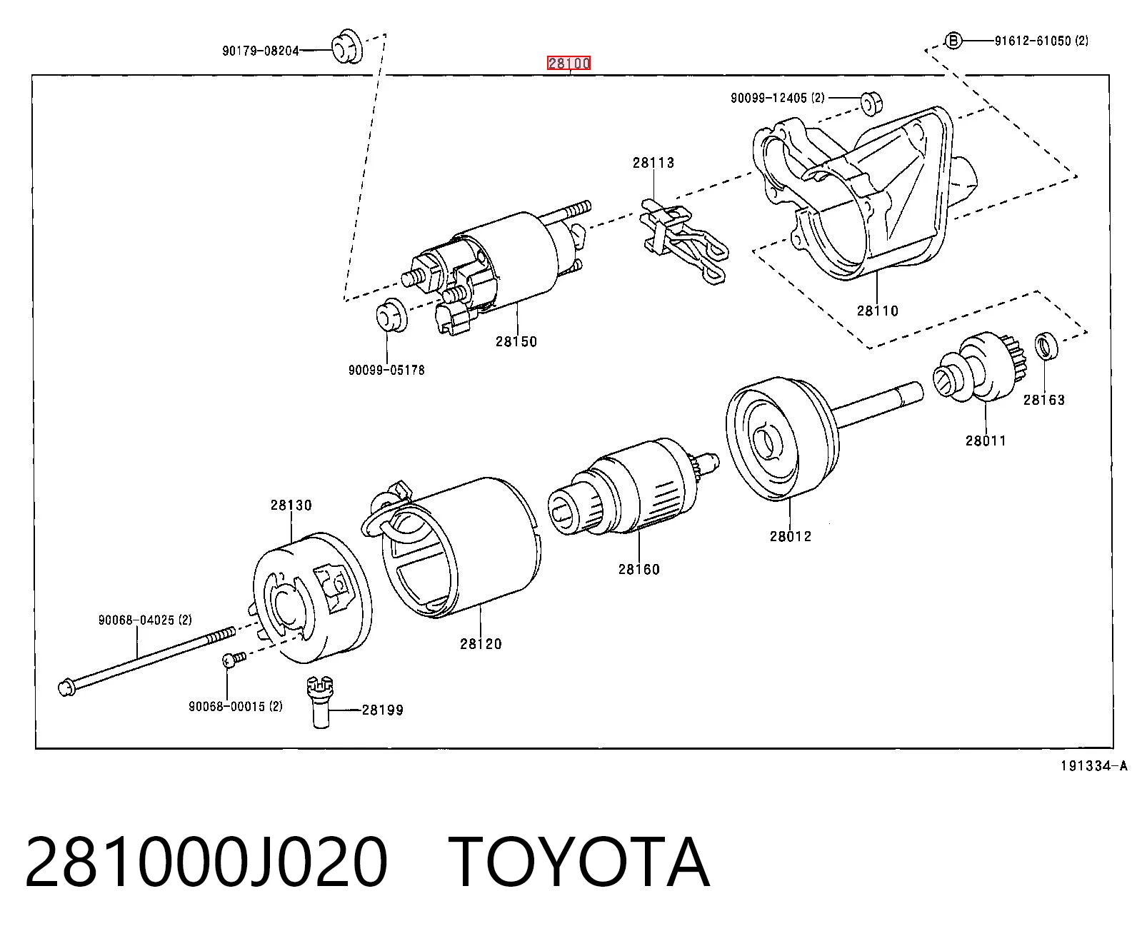 281000J020 Toyota Arranque motores