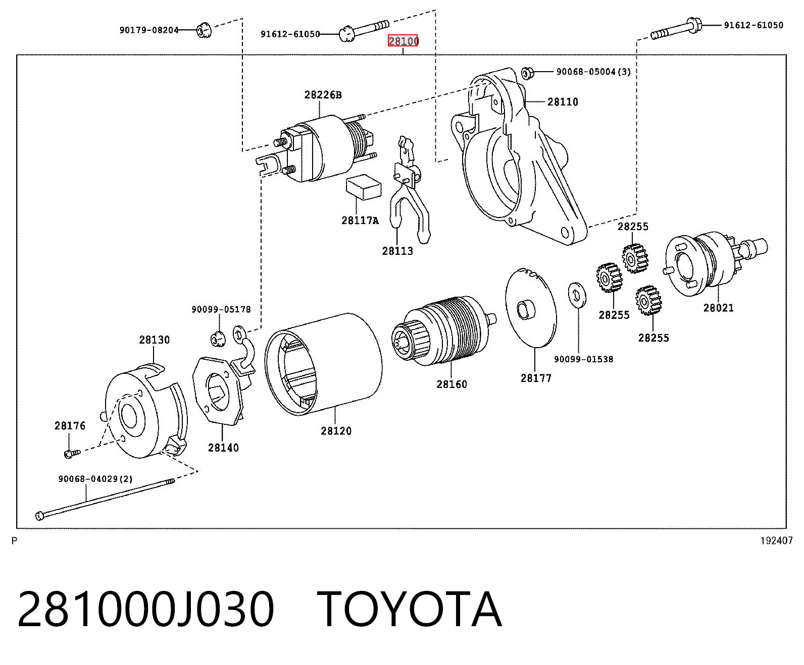 281000J030 Toyota Arranque motores