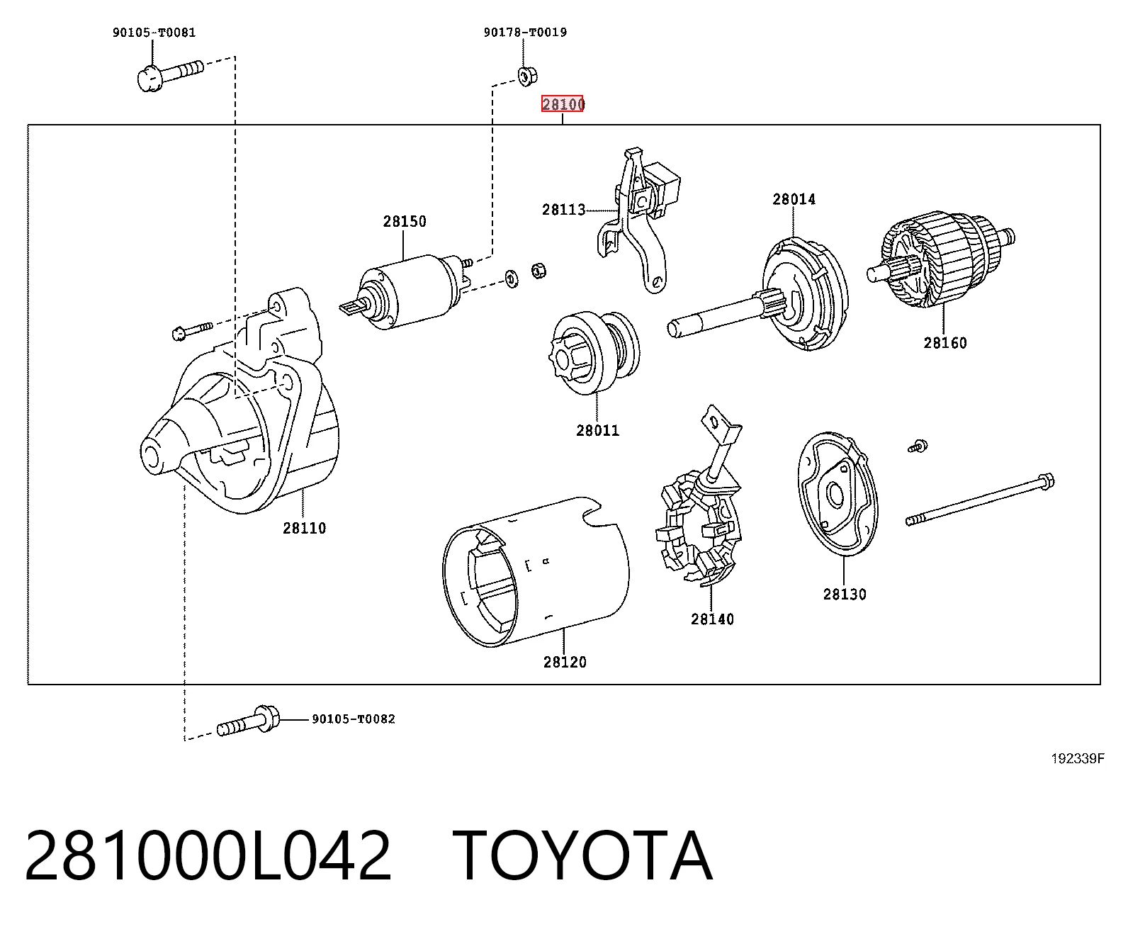 281000L042 Toyota Arranque motores