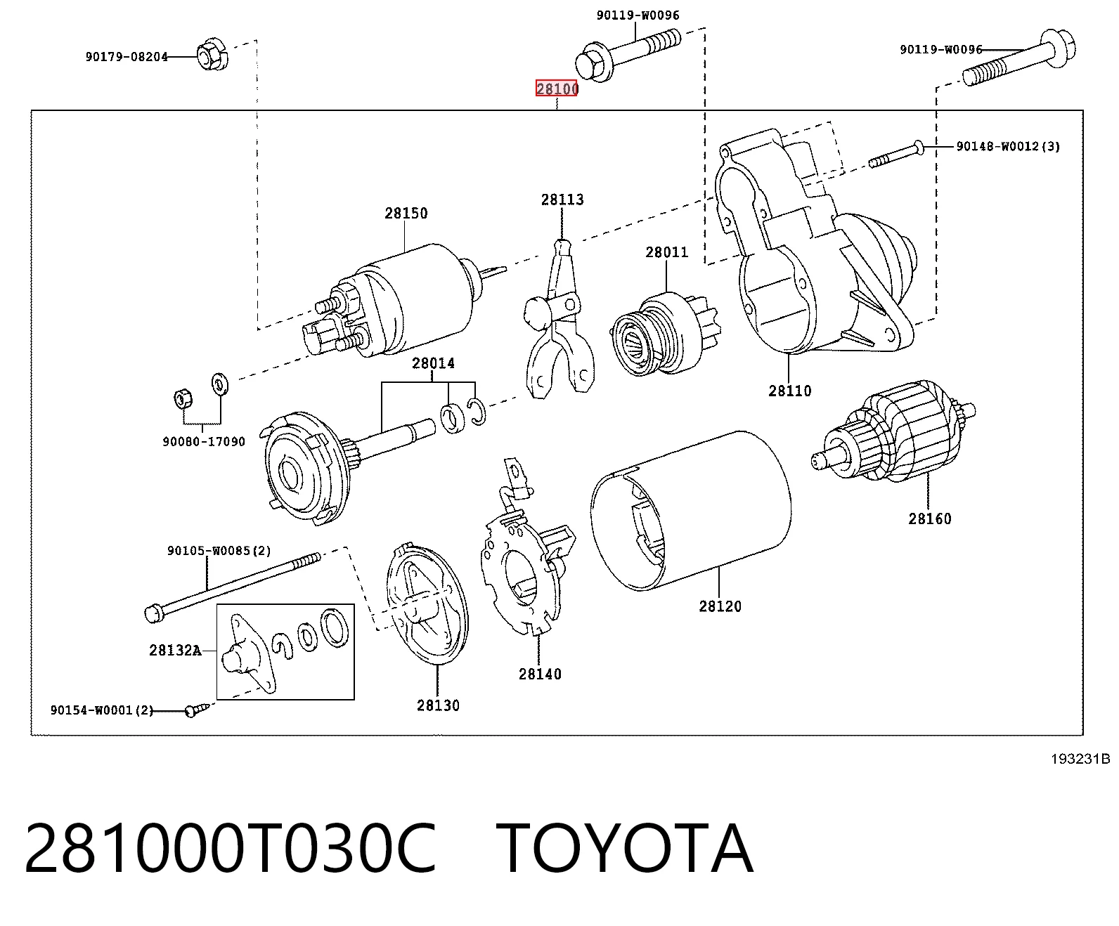 281000T030C Toyota Arranque motores
