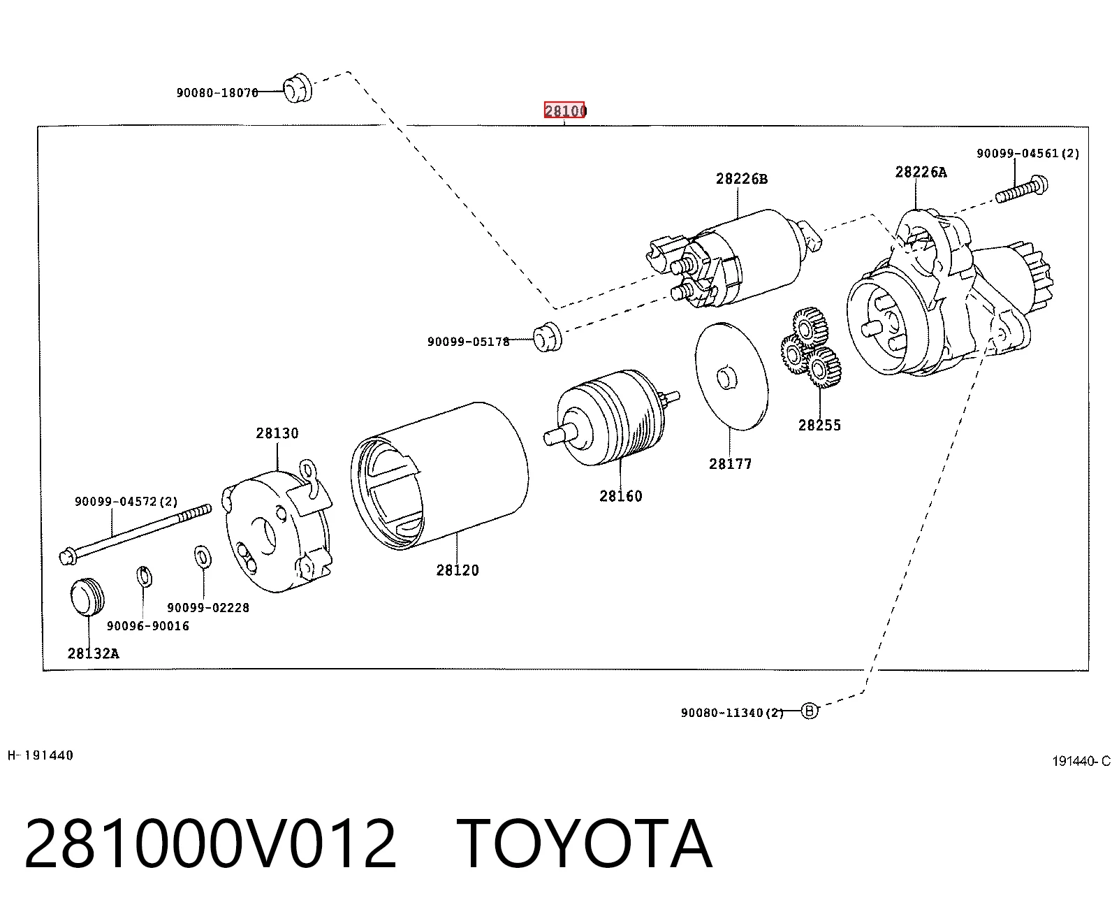 281000V012 Toyota Arranque motores