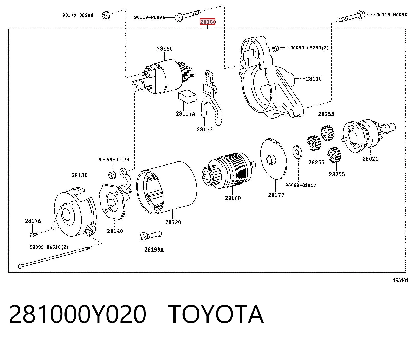 281000Y020 Toyota Arranque motores