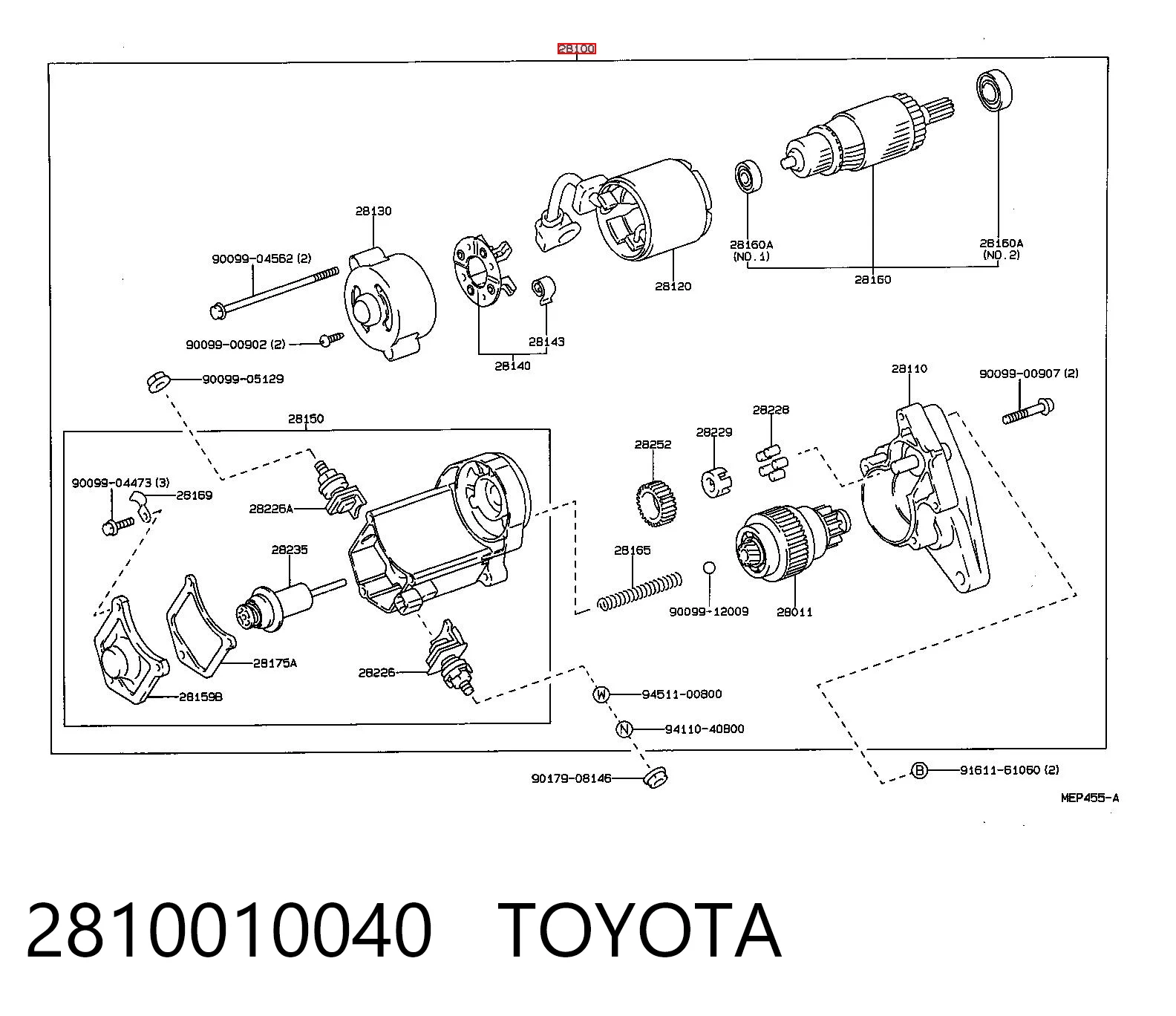 2810010040 Toyota Arranque motores