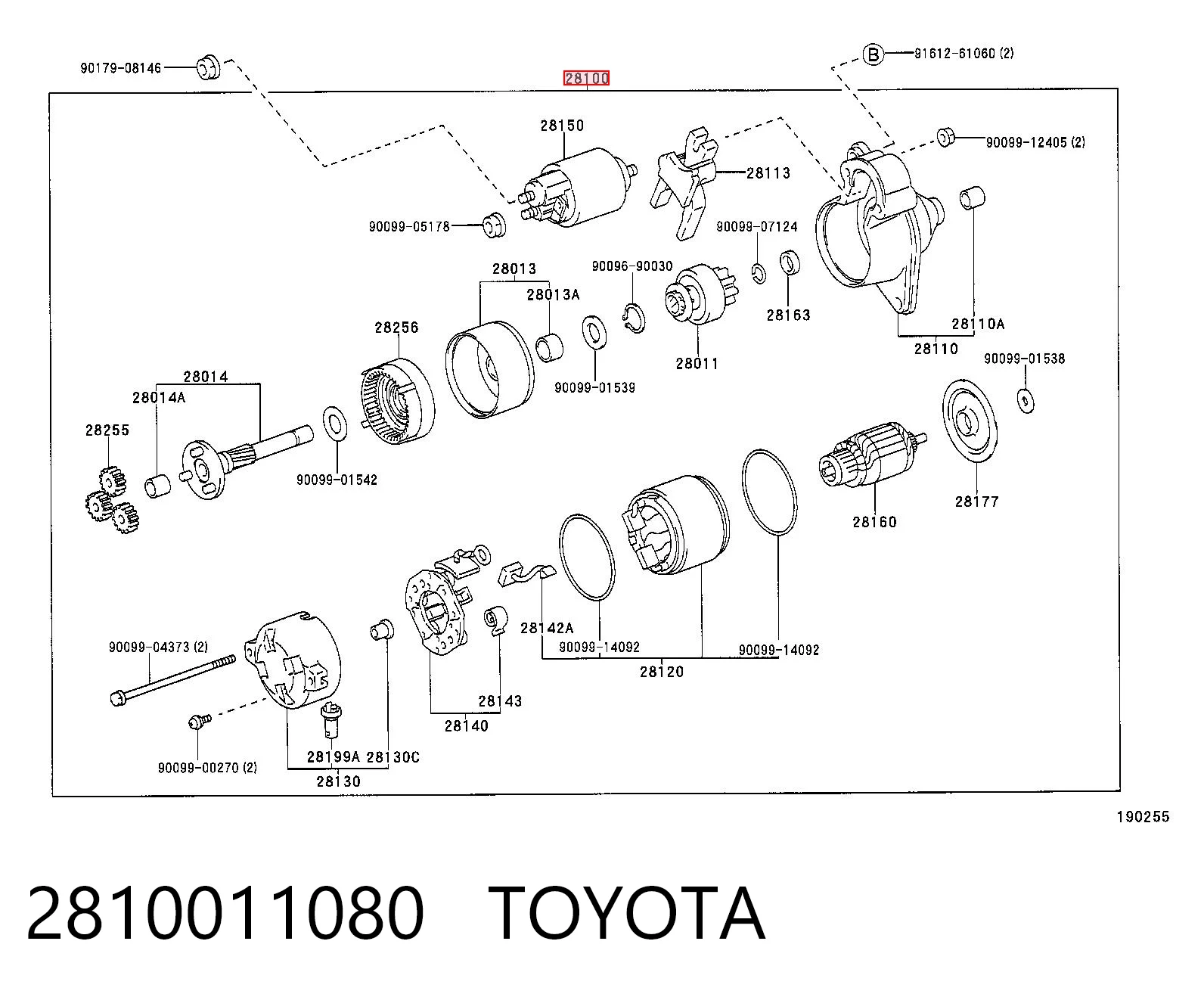 2810011080 Toyota Arranque motores