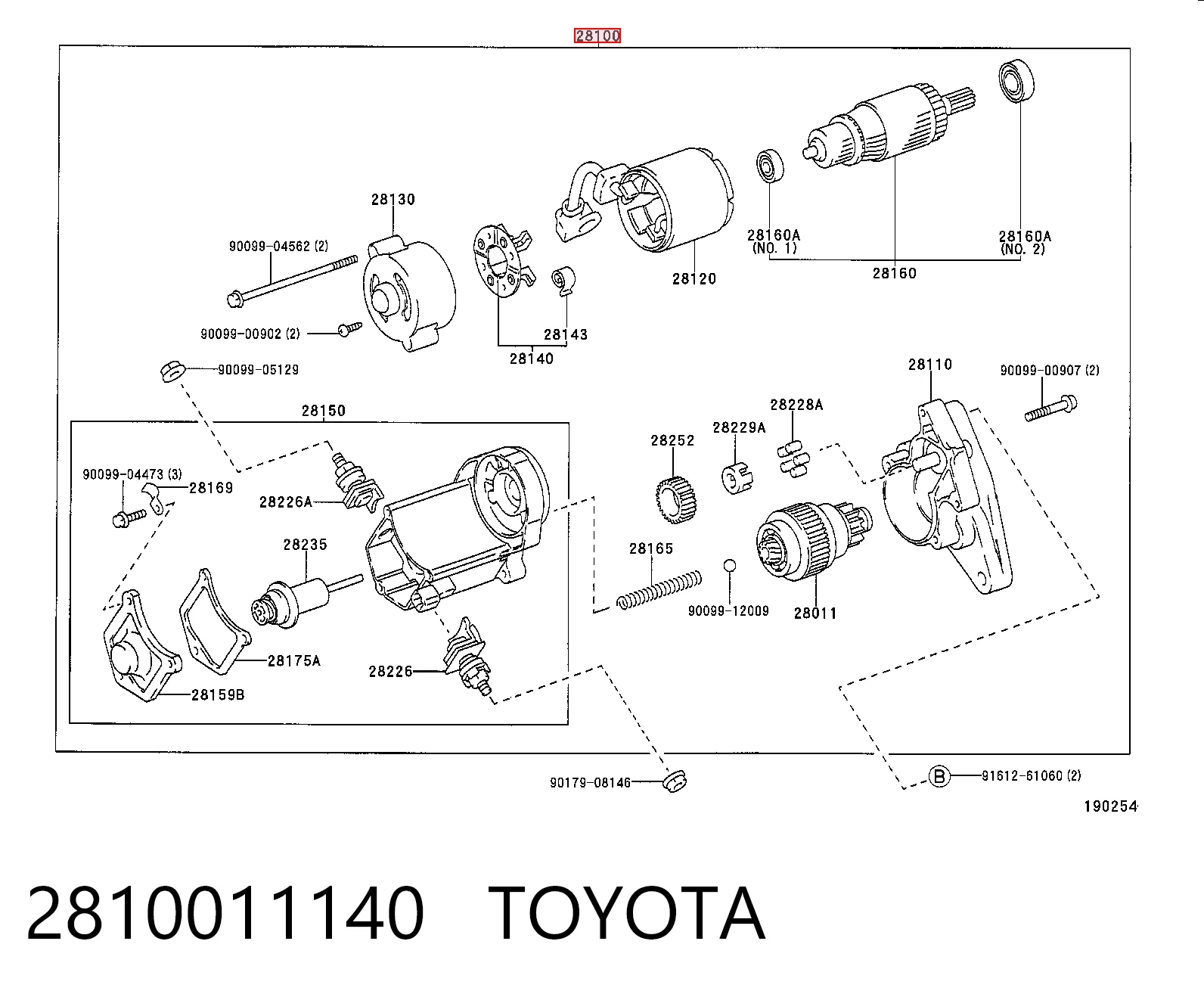2810011140 Toyota Arranque motores