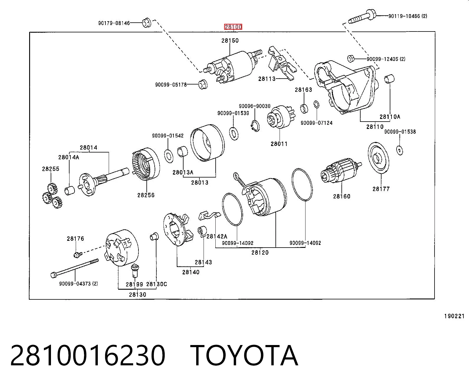2810016230 Toyota Arranque motores