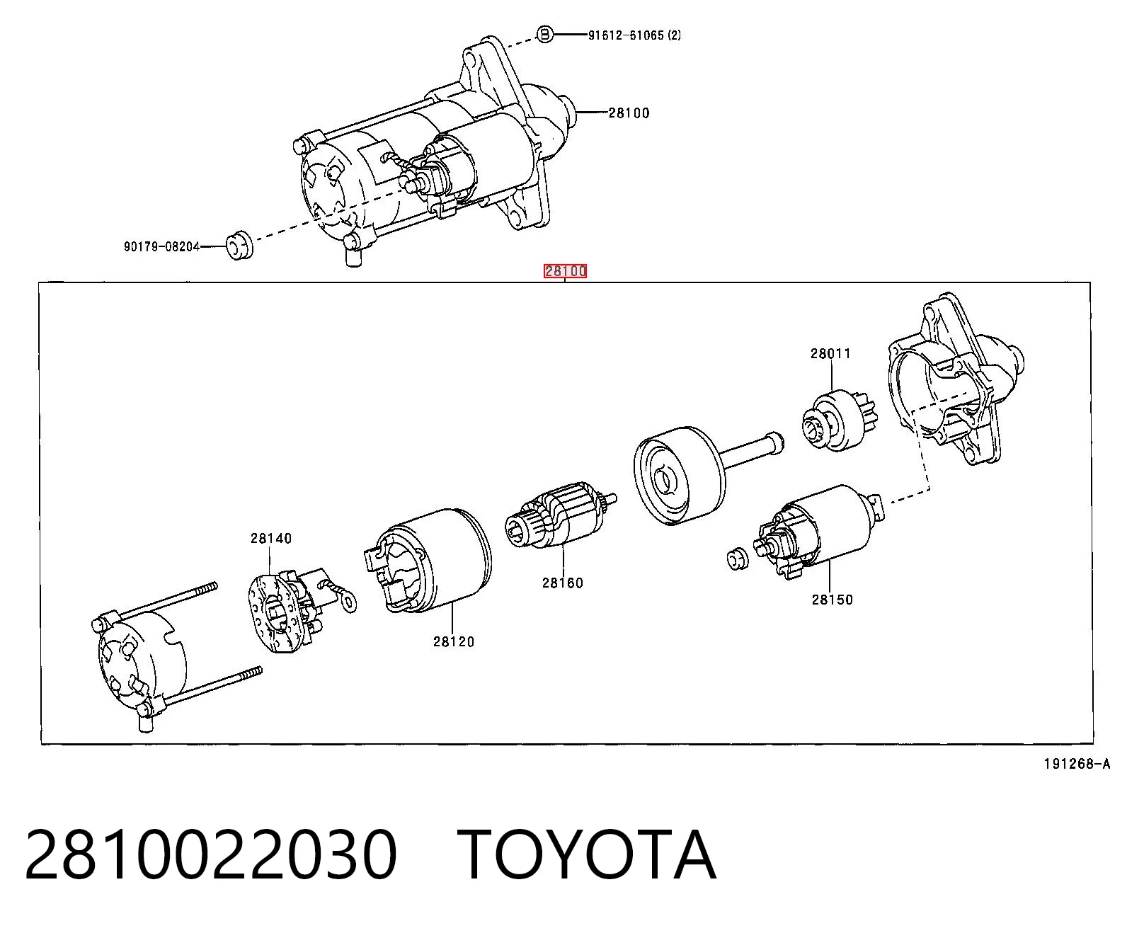2810022030 Toyota Arranque motores