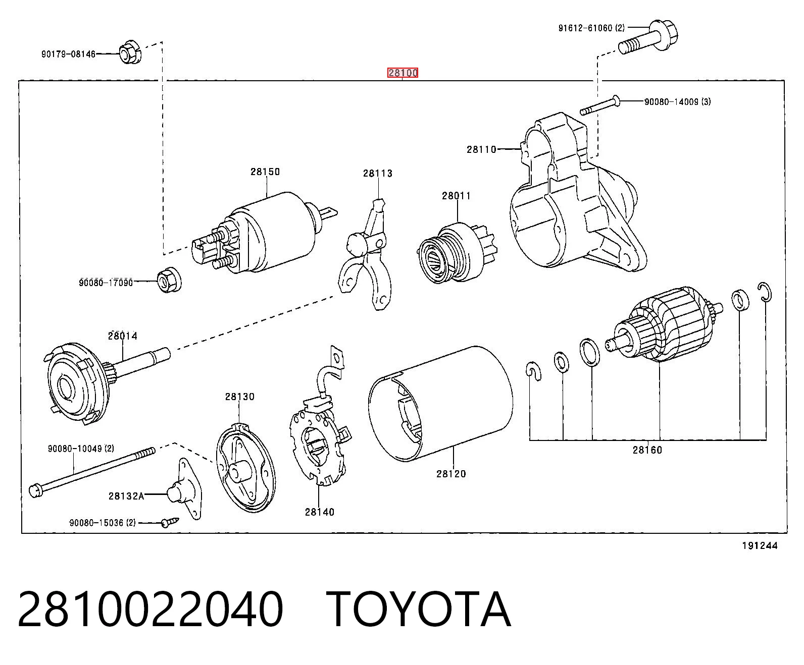2810022040 Toyota Arranque motores