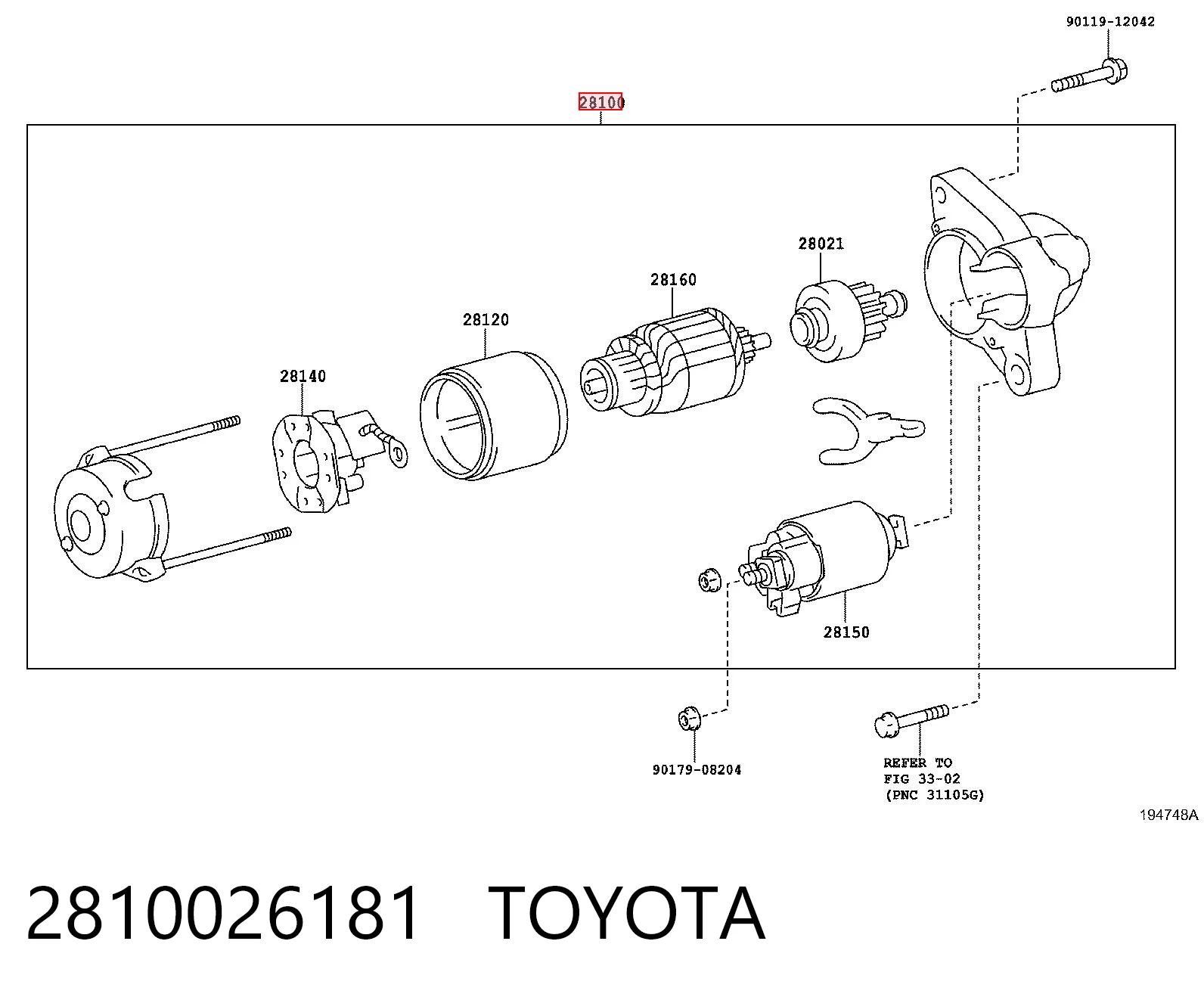 2810026181 Toyota Arranque motores