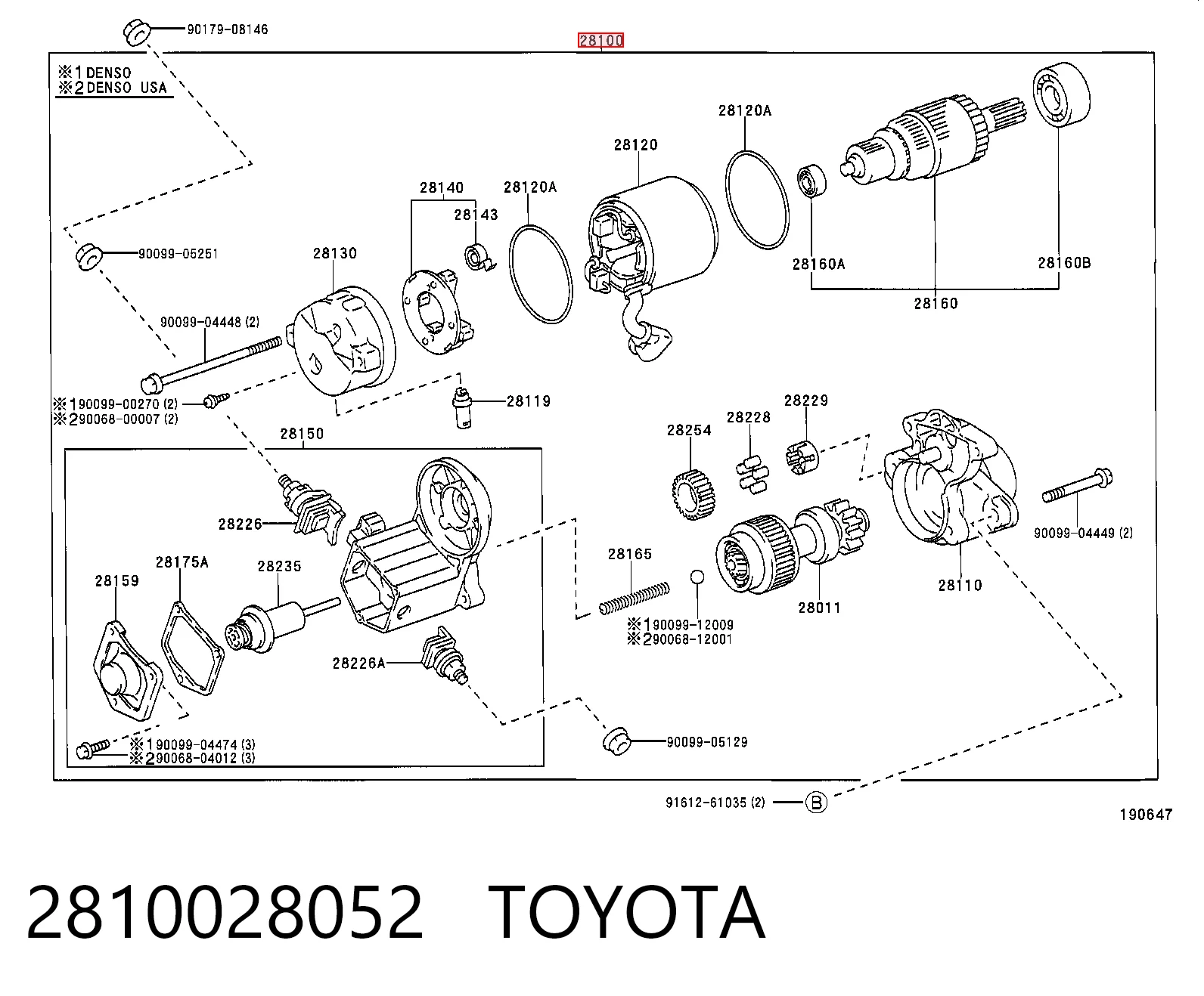 2810028052 Toyota Arranque motores