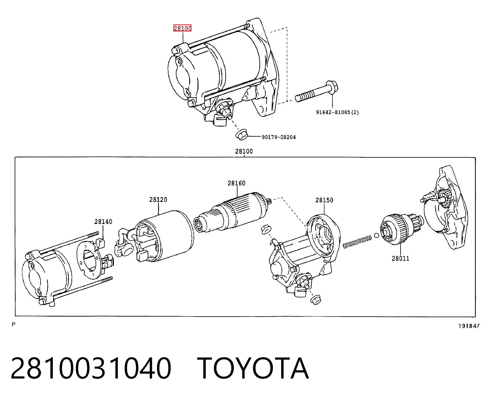 2810031040 Toyota Arranque motores