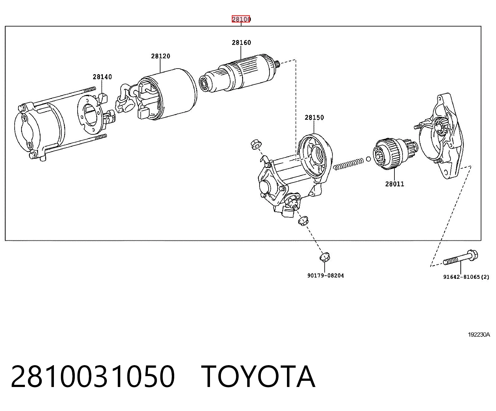 2810031050 Toyota Arranque motores