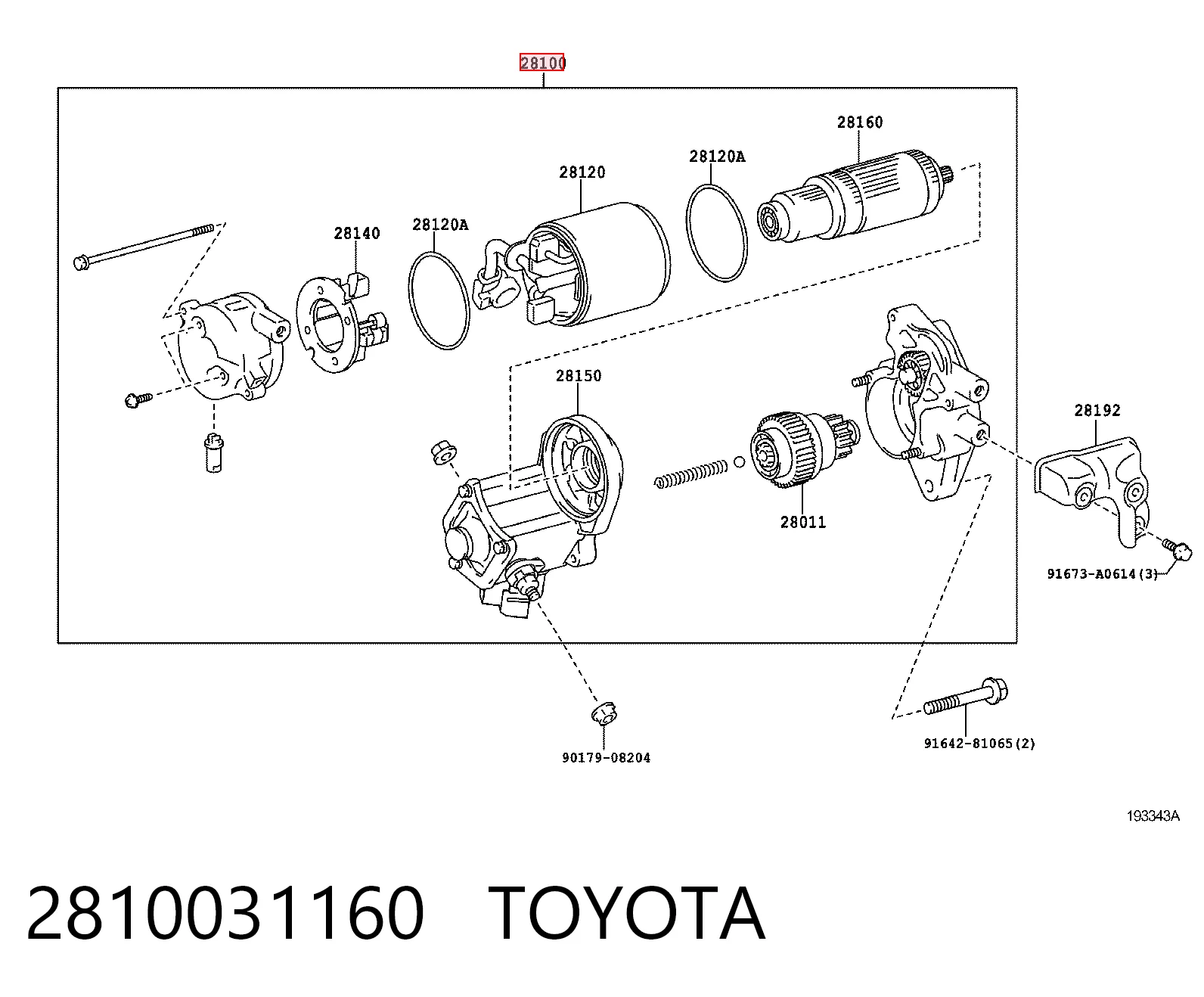 2810031160 Toyota Arranque motores