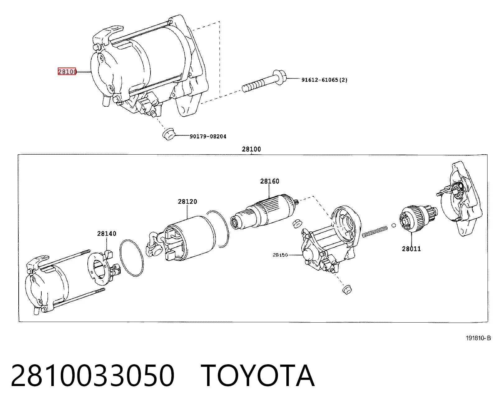 2810033050 Toyota Arranque motores