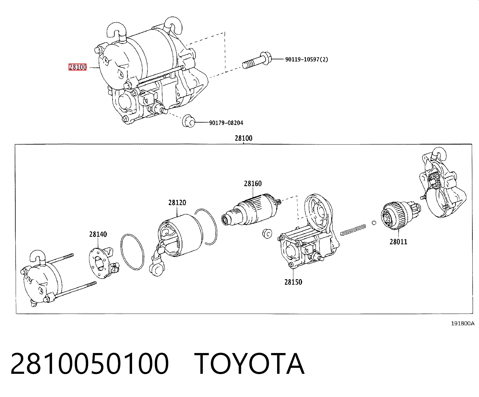 2810050100 Toyota Arranque motores