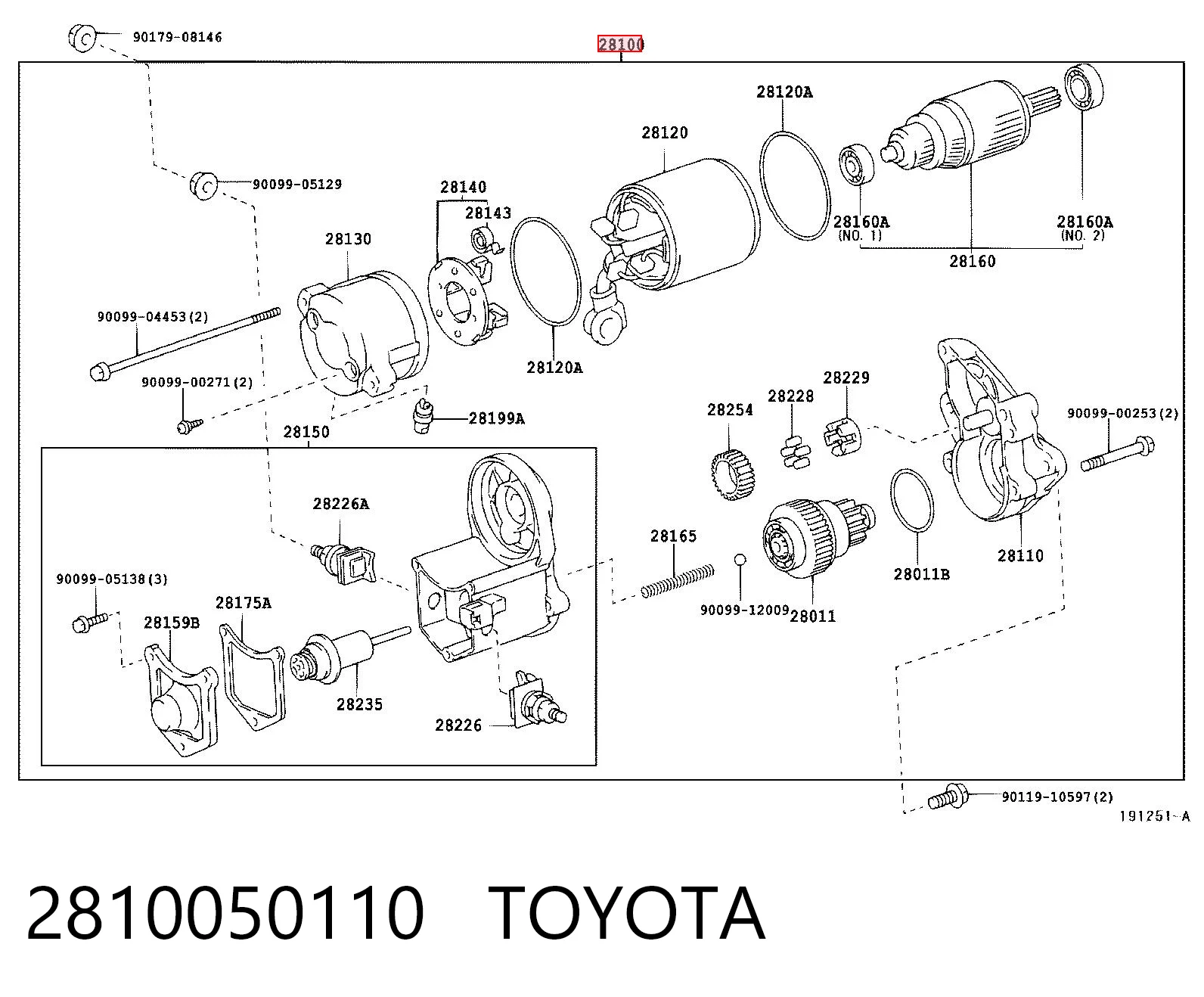 2810050110 Toyota Arranque motores