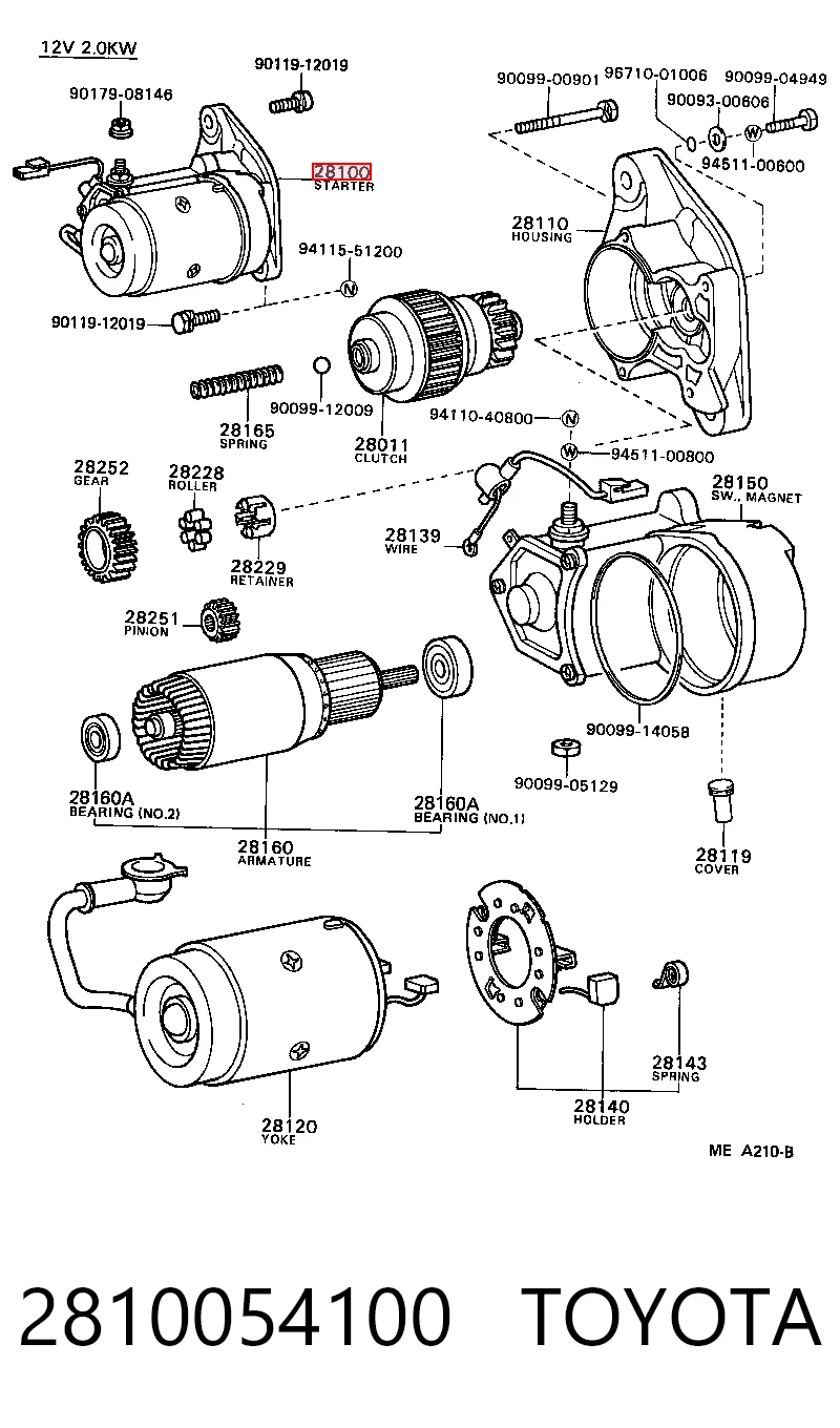2810054100 Toyota Arranque motores