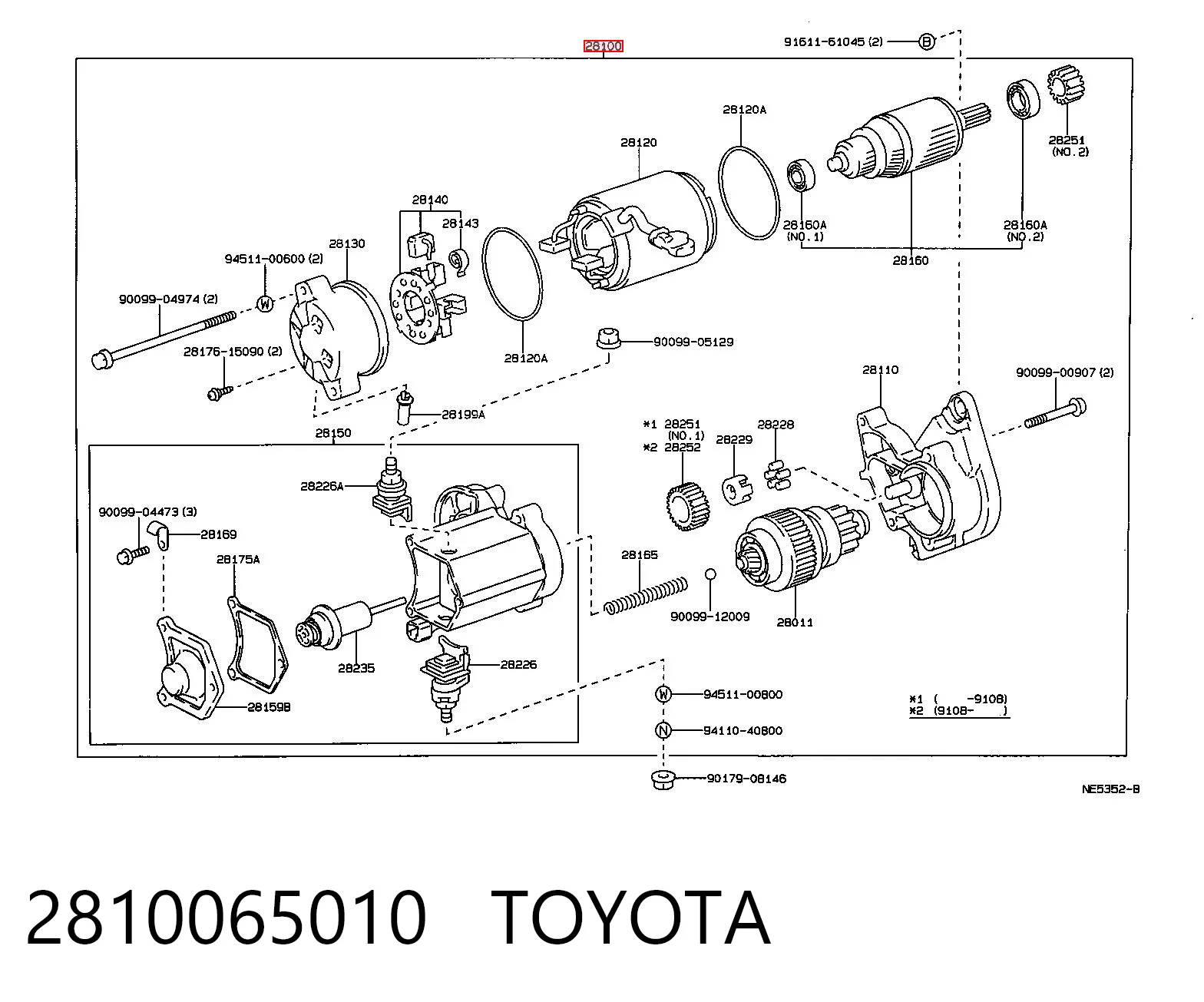 2810065010 Toyota Arranque motores