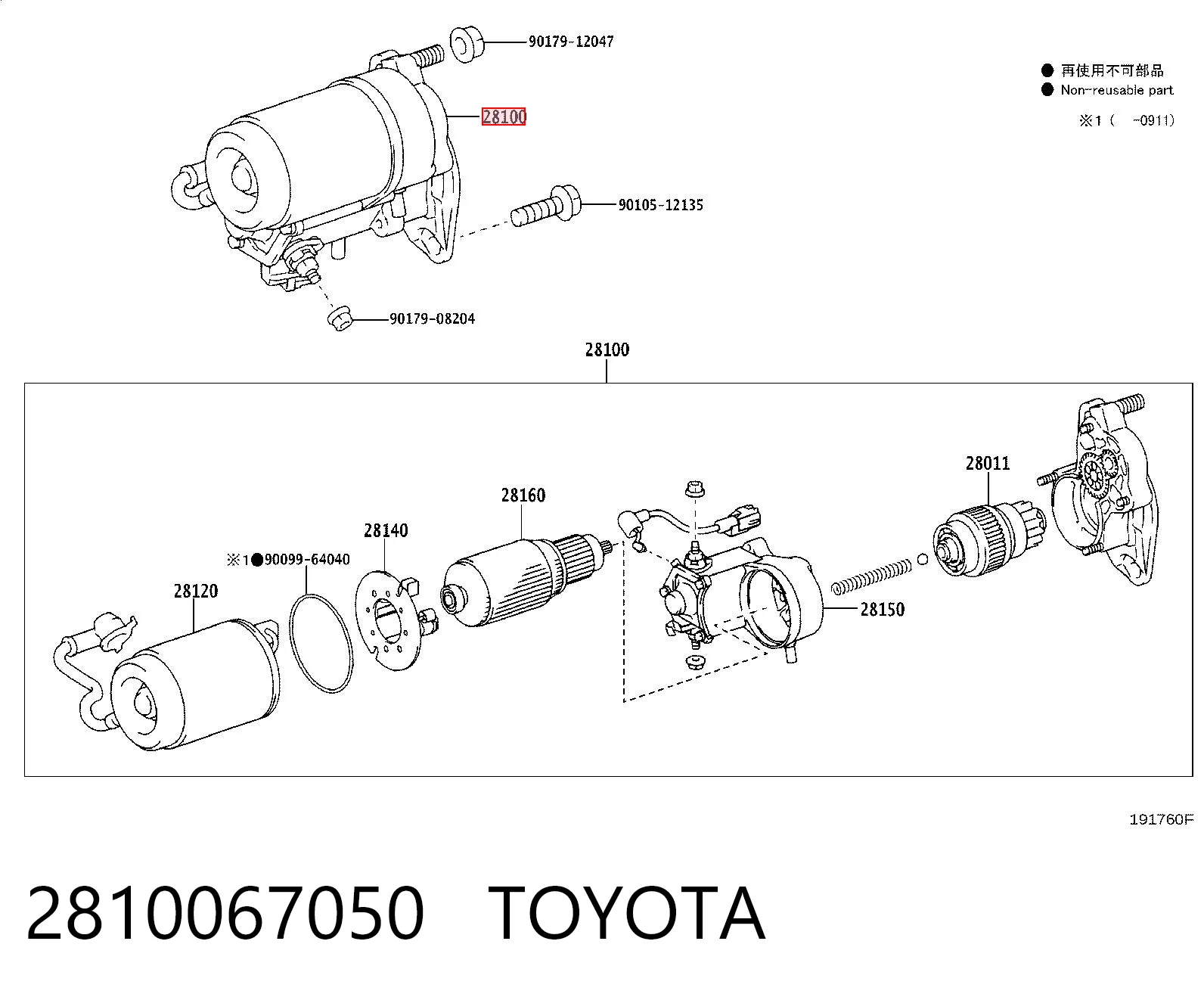 2810067050 Toyota Arranque motores